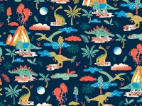 Tissu coton DINO motif dinosaures multicolores laize de 150 cm