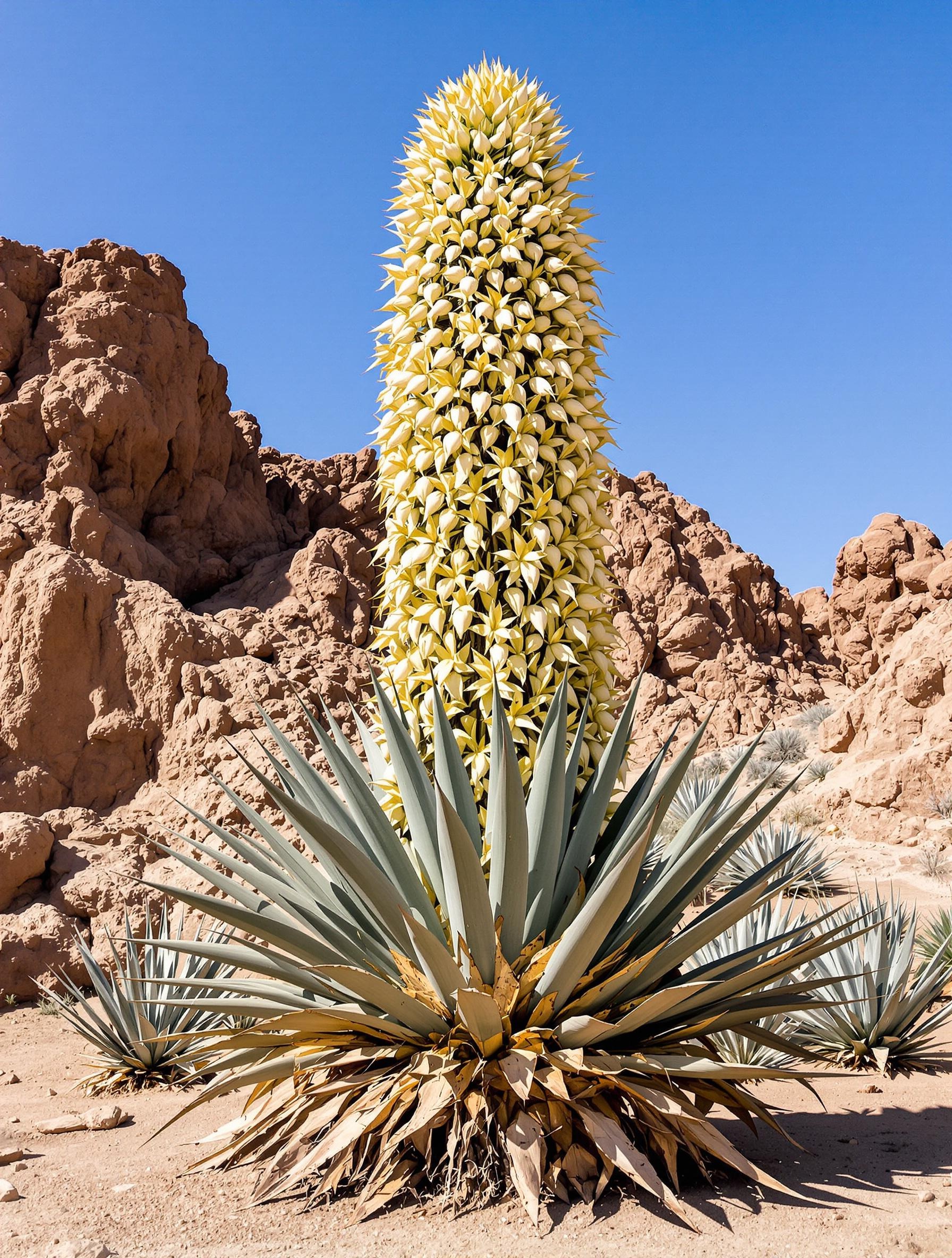Agave americana avec hampe florale géante
