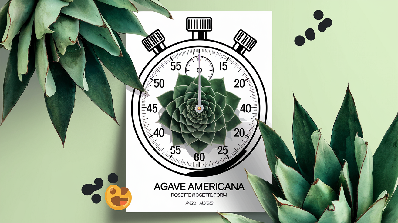Agave americana rosette avec fond stylisé et emoji cactus