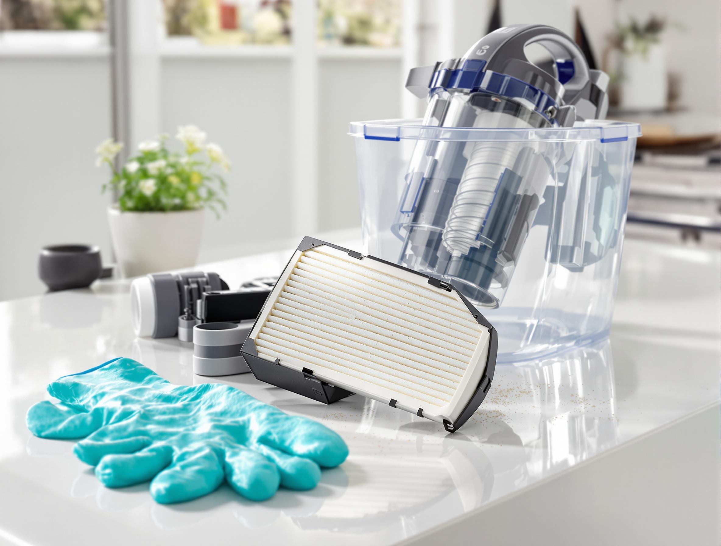 nettoyage filtre HEPA bac poussière aspirateur maison