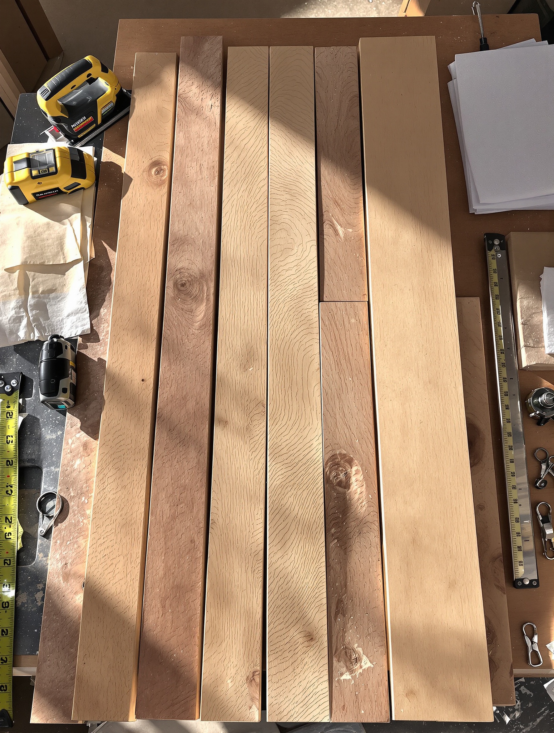 Assemblage de pièces de bois brut pour un meuble à chaussures DIY