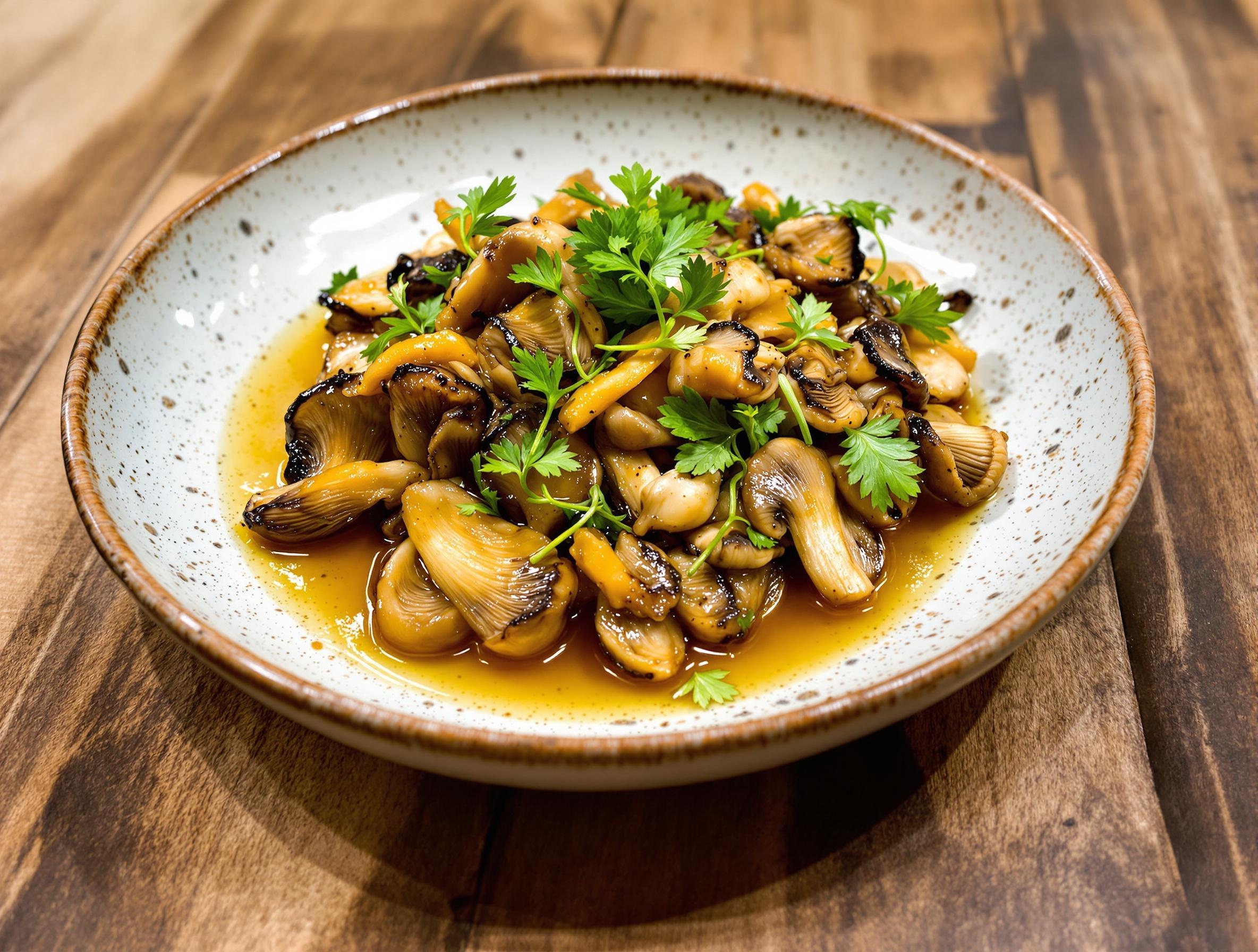 Sauté printanier de pézizes veinées au beurre noisette et vin jaune