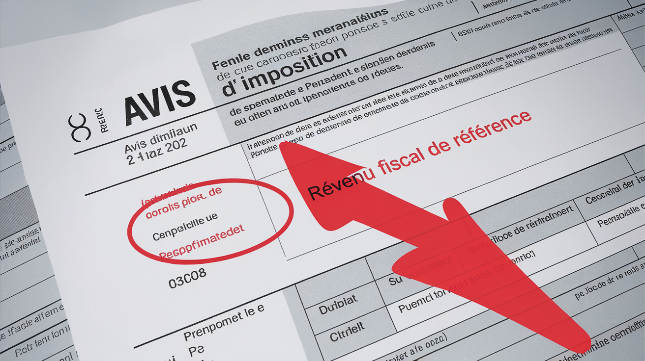 Emplacement du Revenu Fiscal de Référence sur un avis d'imposition