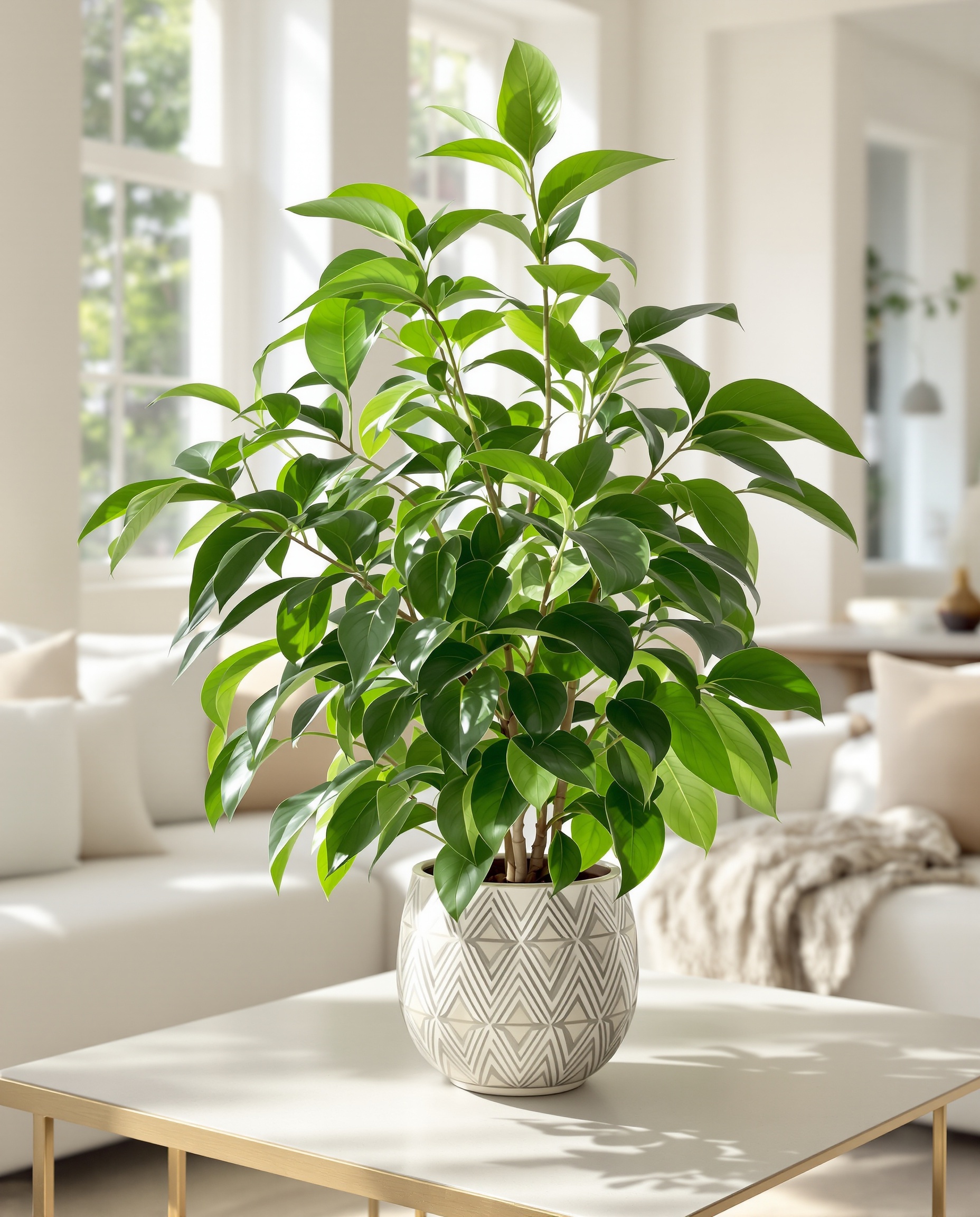 Avocatier intérieur vert sans fruits en déco moderne