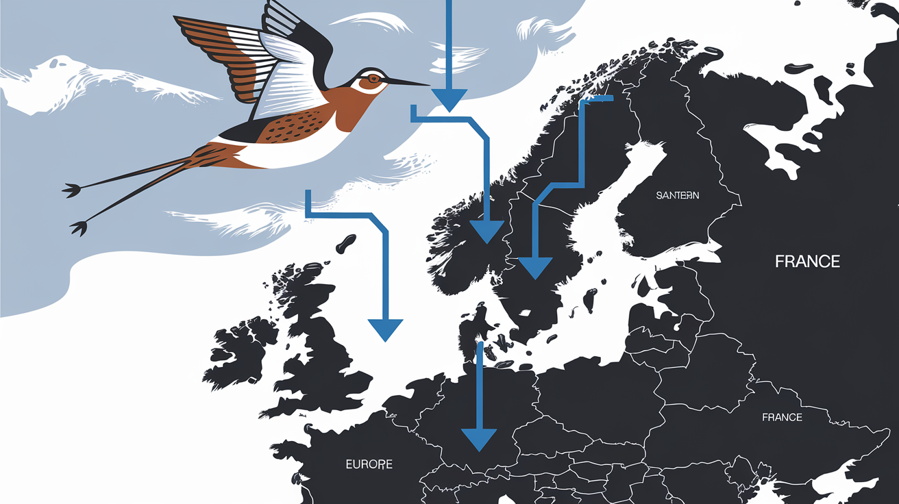 Bécasse en vol migration carte Europe masses d'air froid