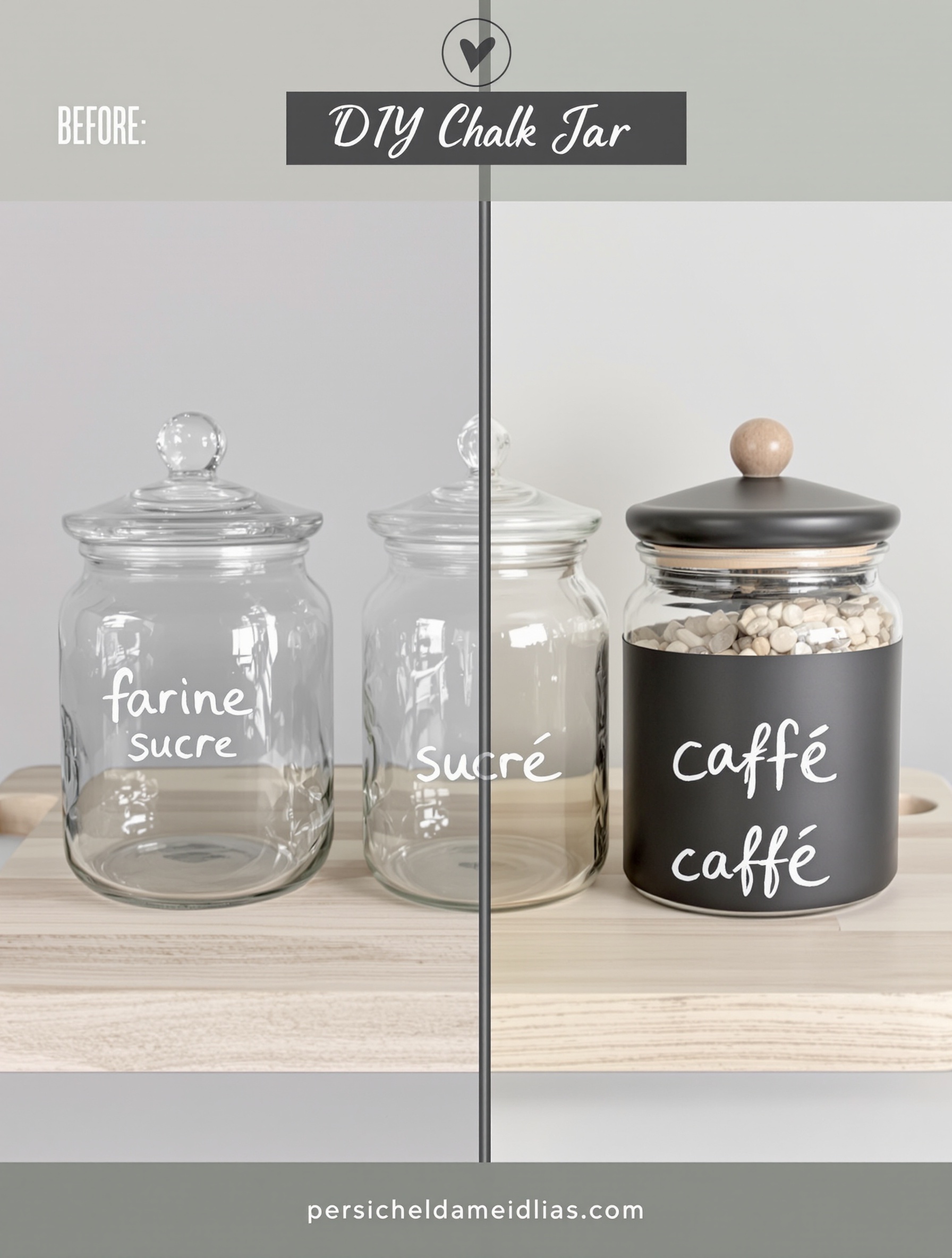 Bocaux récup cuisine peinture ardoise étiquettes craie DIY