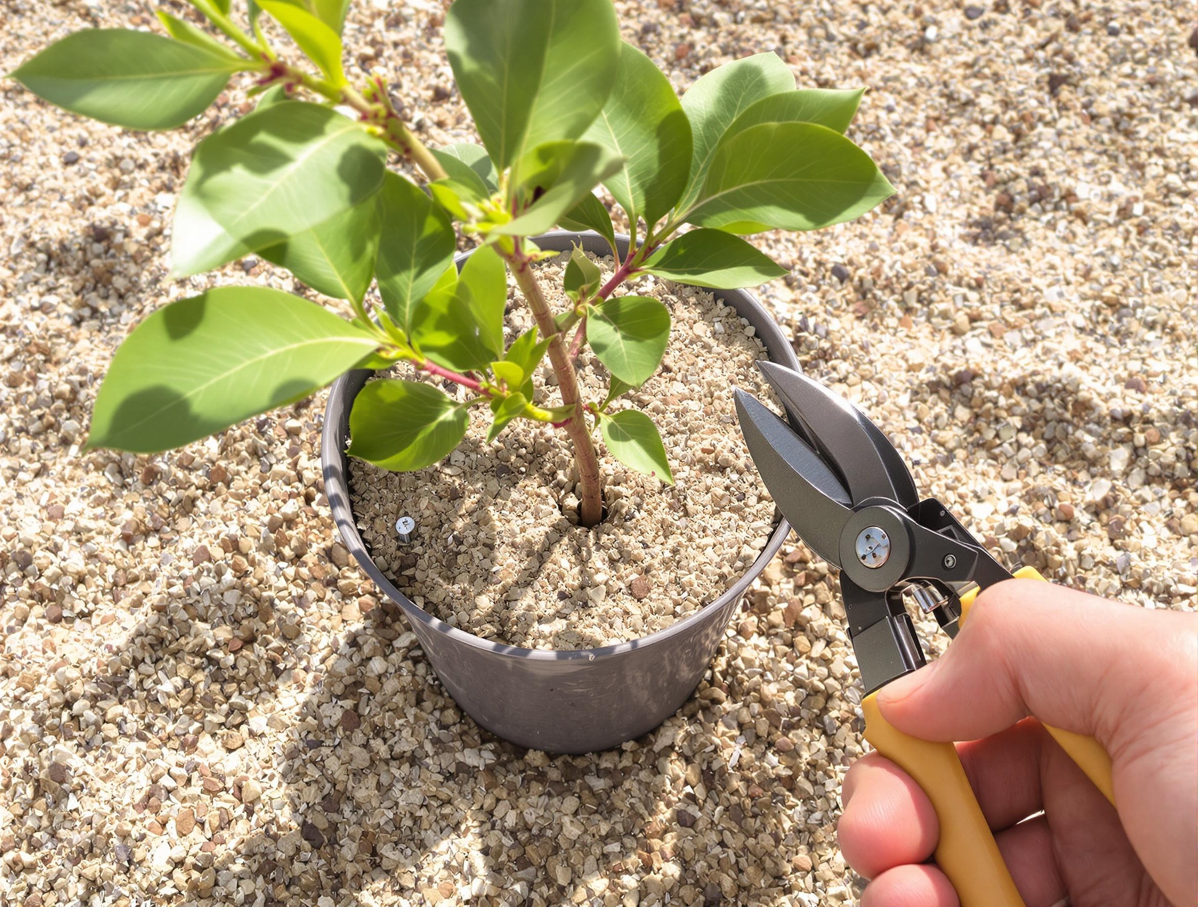 Bouture semi aoûtée escallonia substrat sable godet sécateur