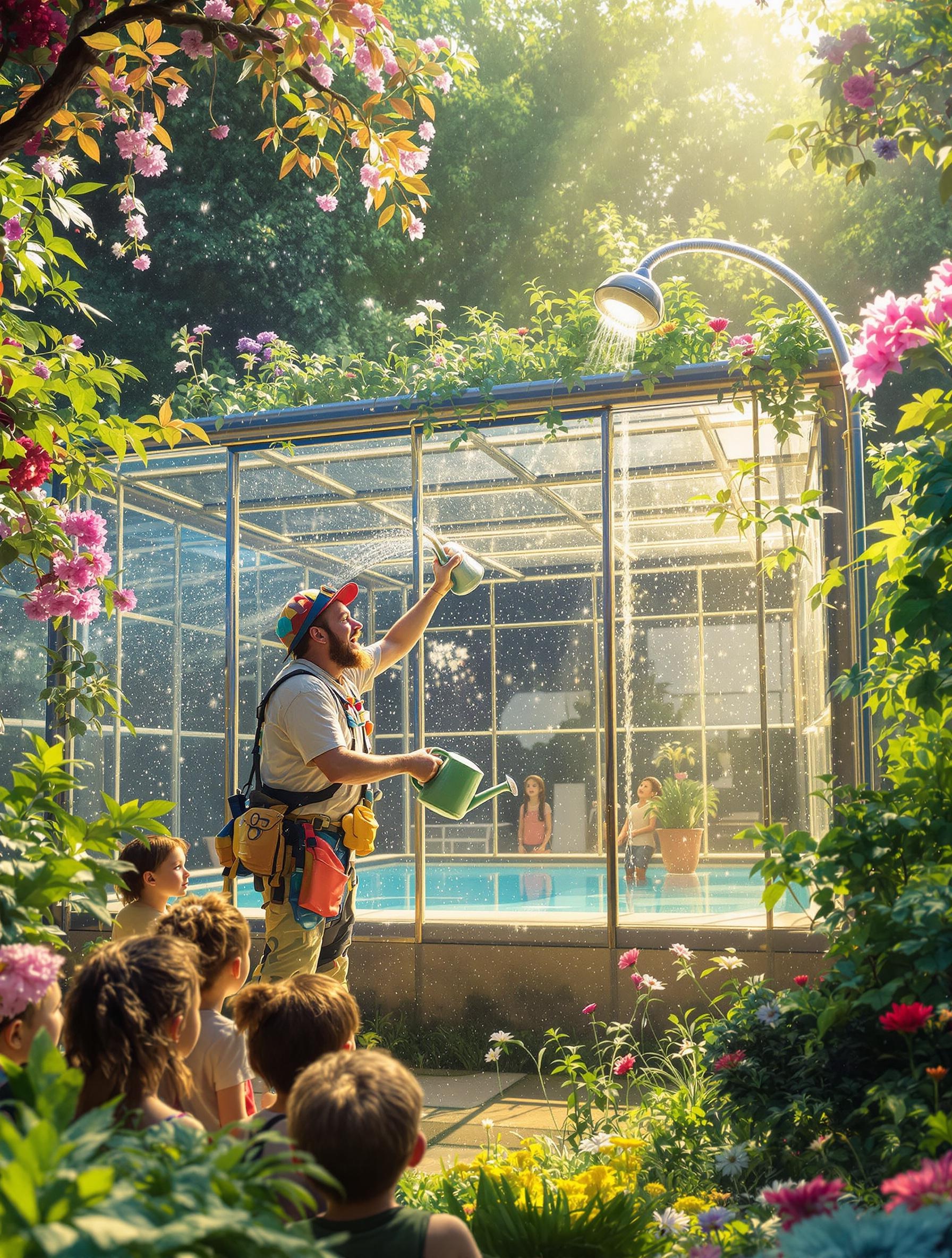 Test étanchéité abri piscine façon Ghibli