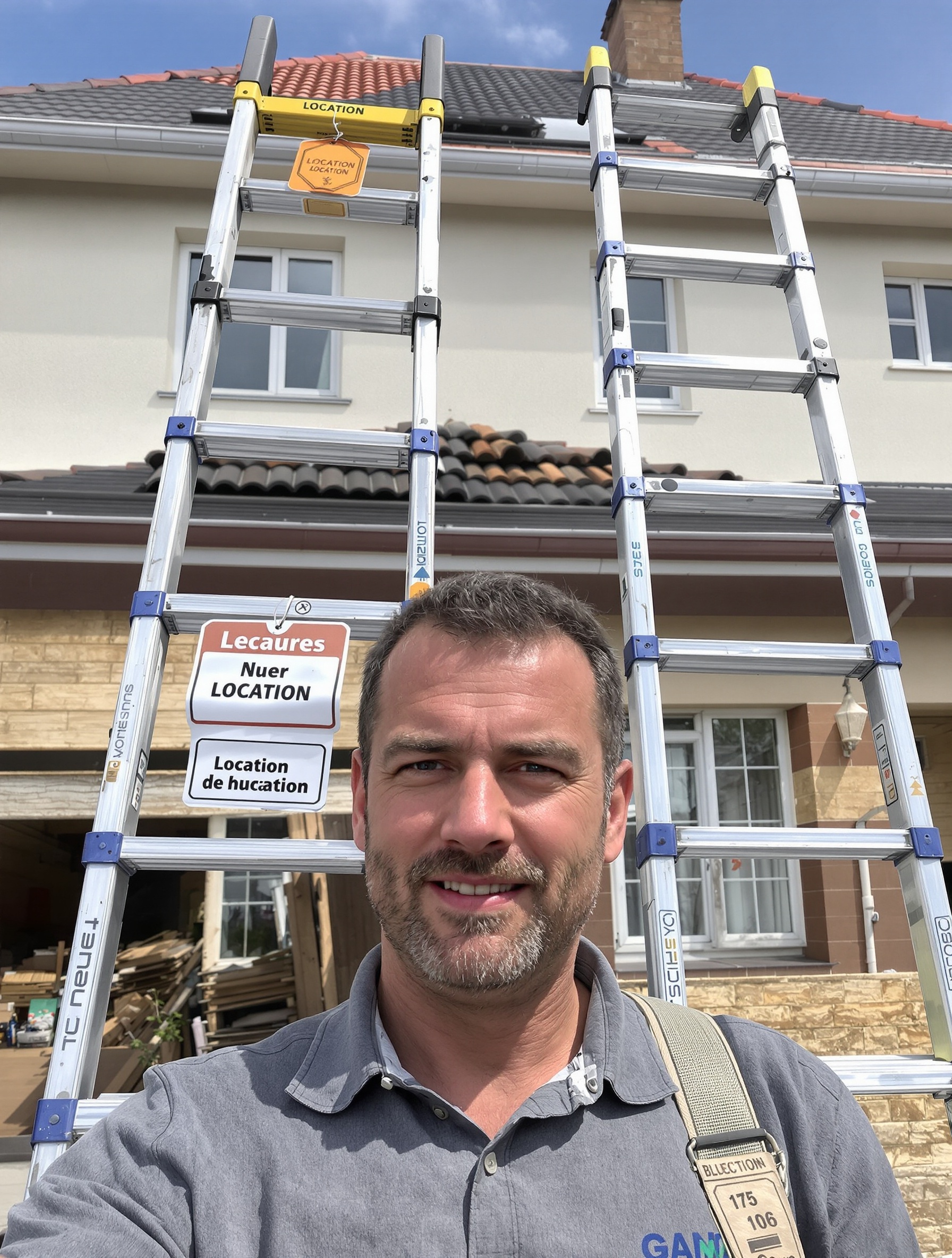 Illustration décalée location vs achat échelle de toit