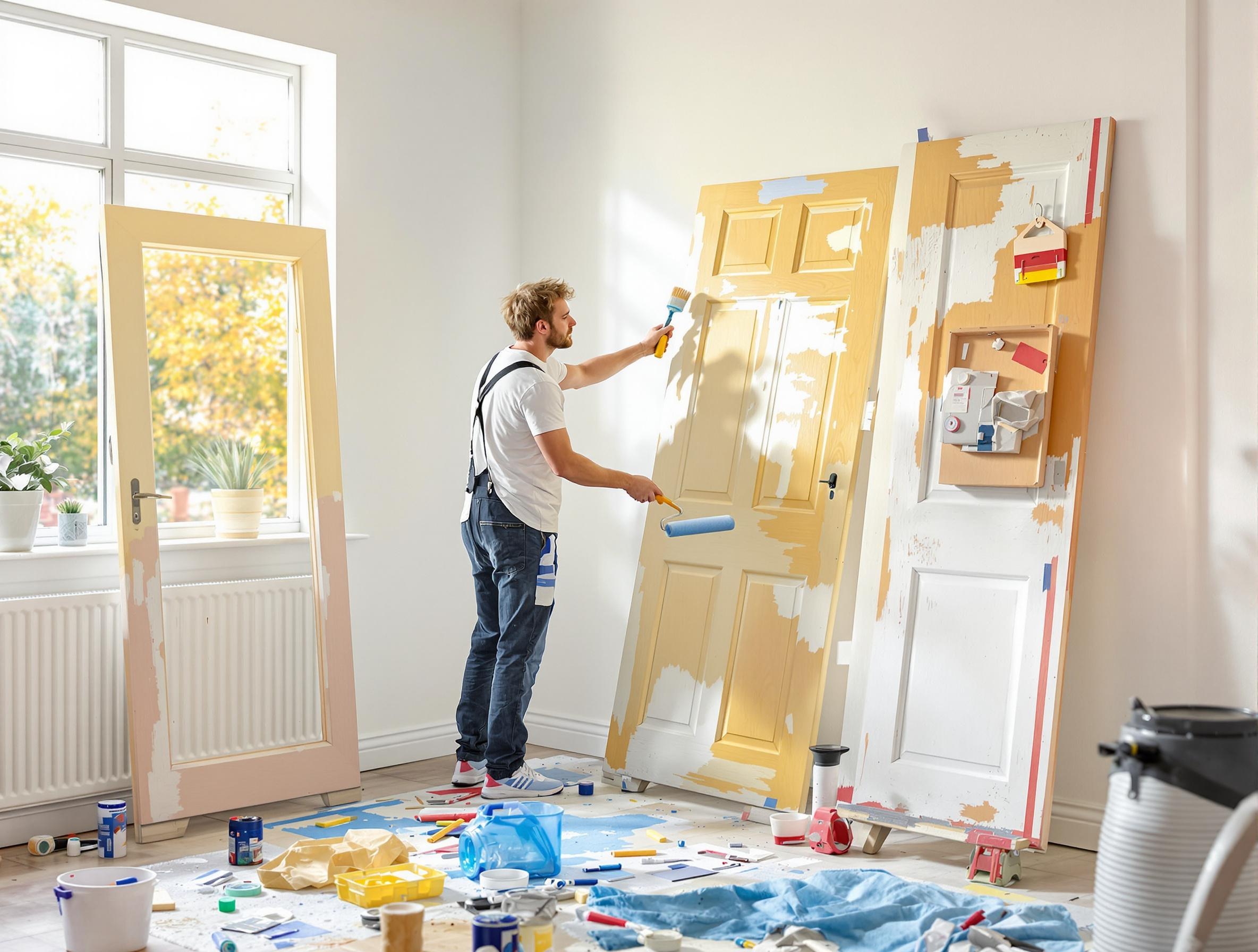 Brico-déco : peindre une porte sur tréteaux ou sur gonds, outils et ambiance réaliste