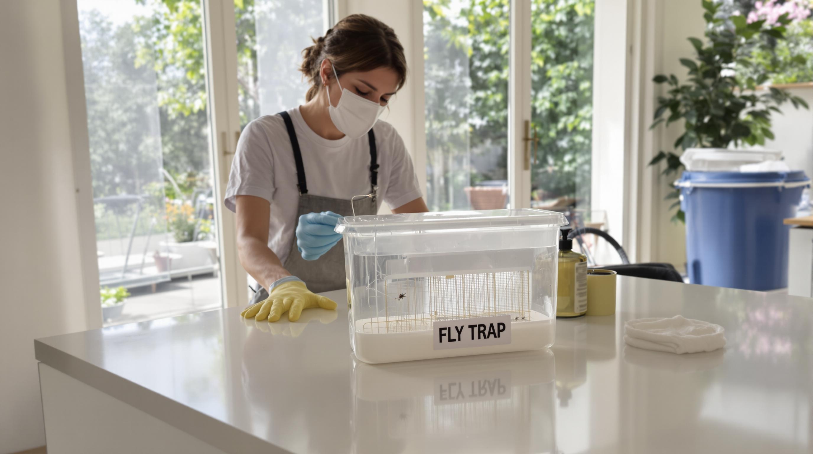 Bricoleur mettant en place des mesures de prévention contre les mouches dans une maison propre