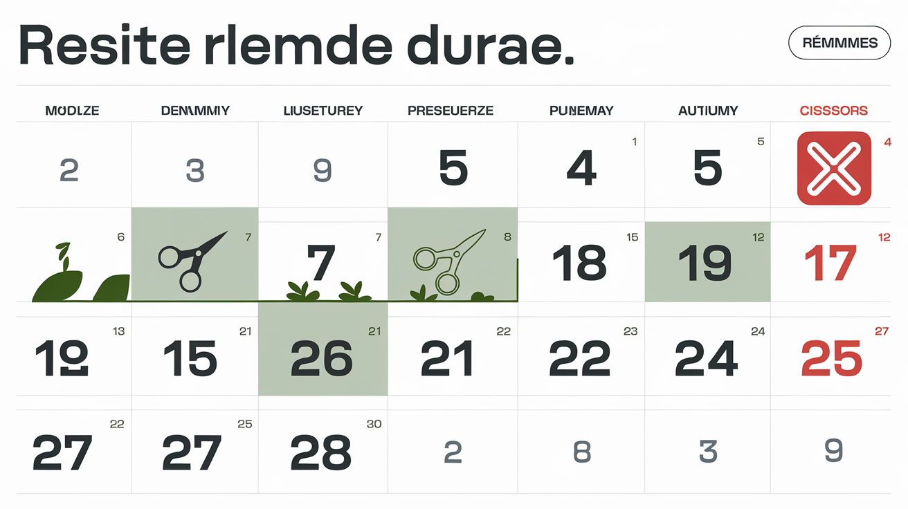 Calendrier simplifié des périodes de taille du romarin avec icônes printemps et automne