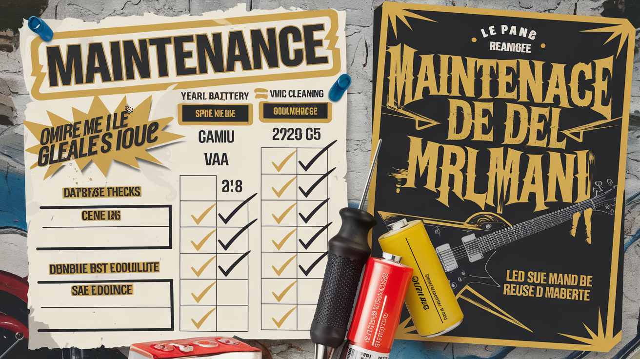 Carnet d’entretien mural garage rock’n’roll plan piles VMC.