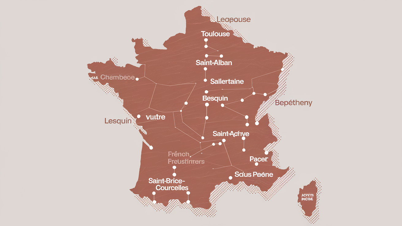 Carte des agences Chausson Matériaux réparties en France