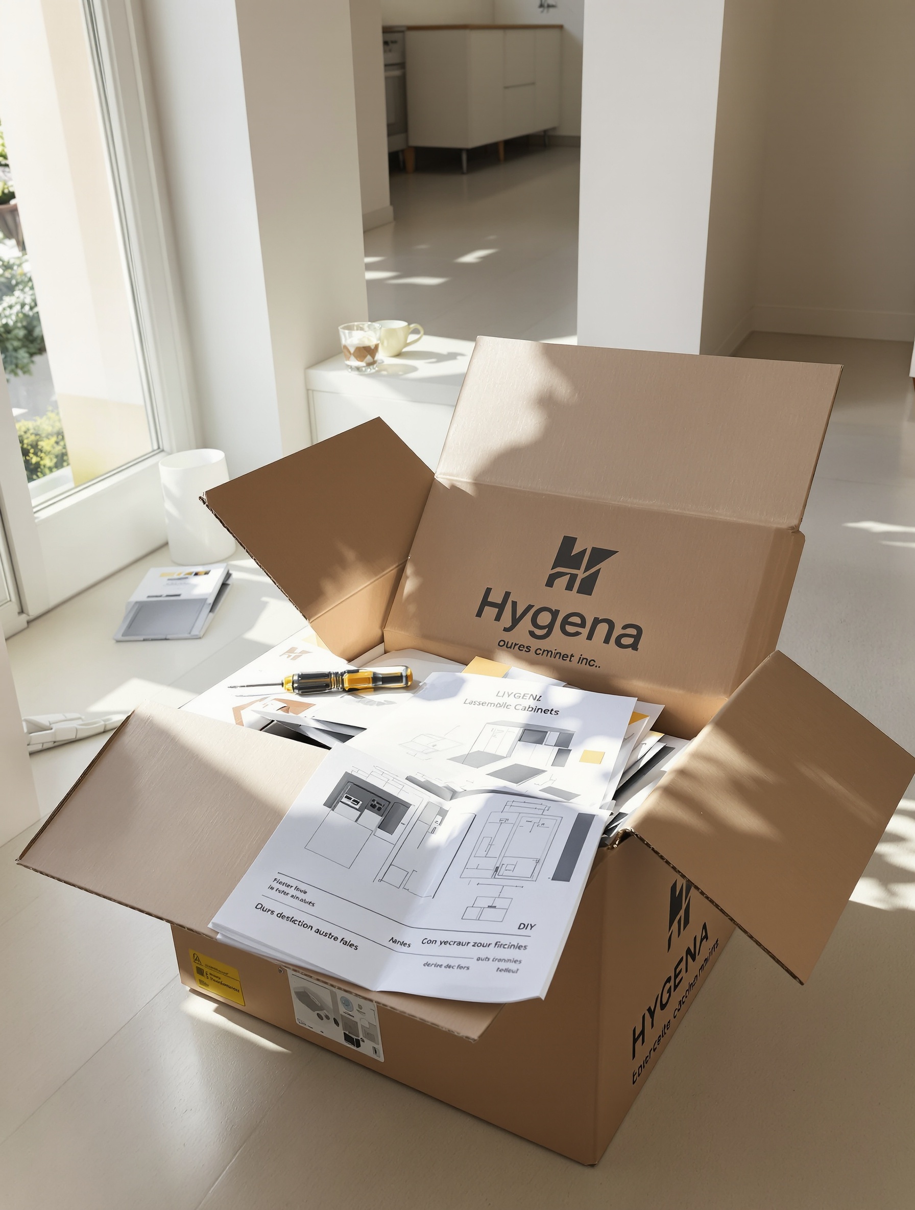 Cartons montage cuisine Hygena outil bricolage notice DIY