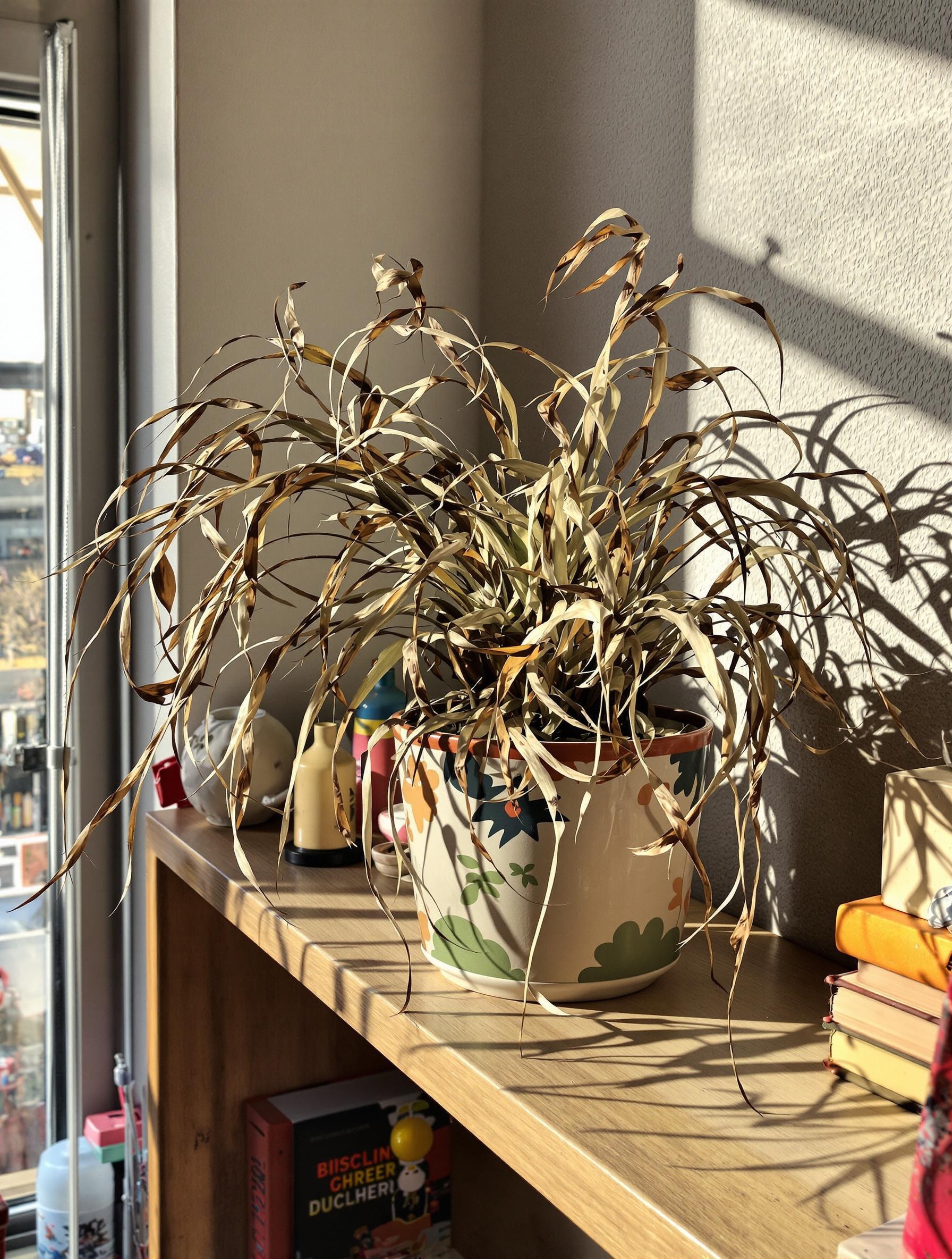 Chlorophytum Comosum desséché absorbe humidité déco chambre rétro