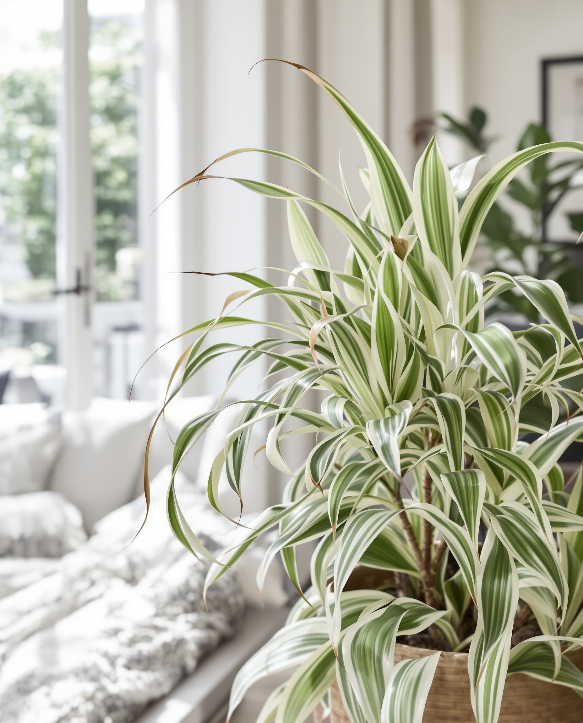 Chlorophytum comosum robuste dans un salon moderne