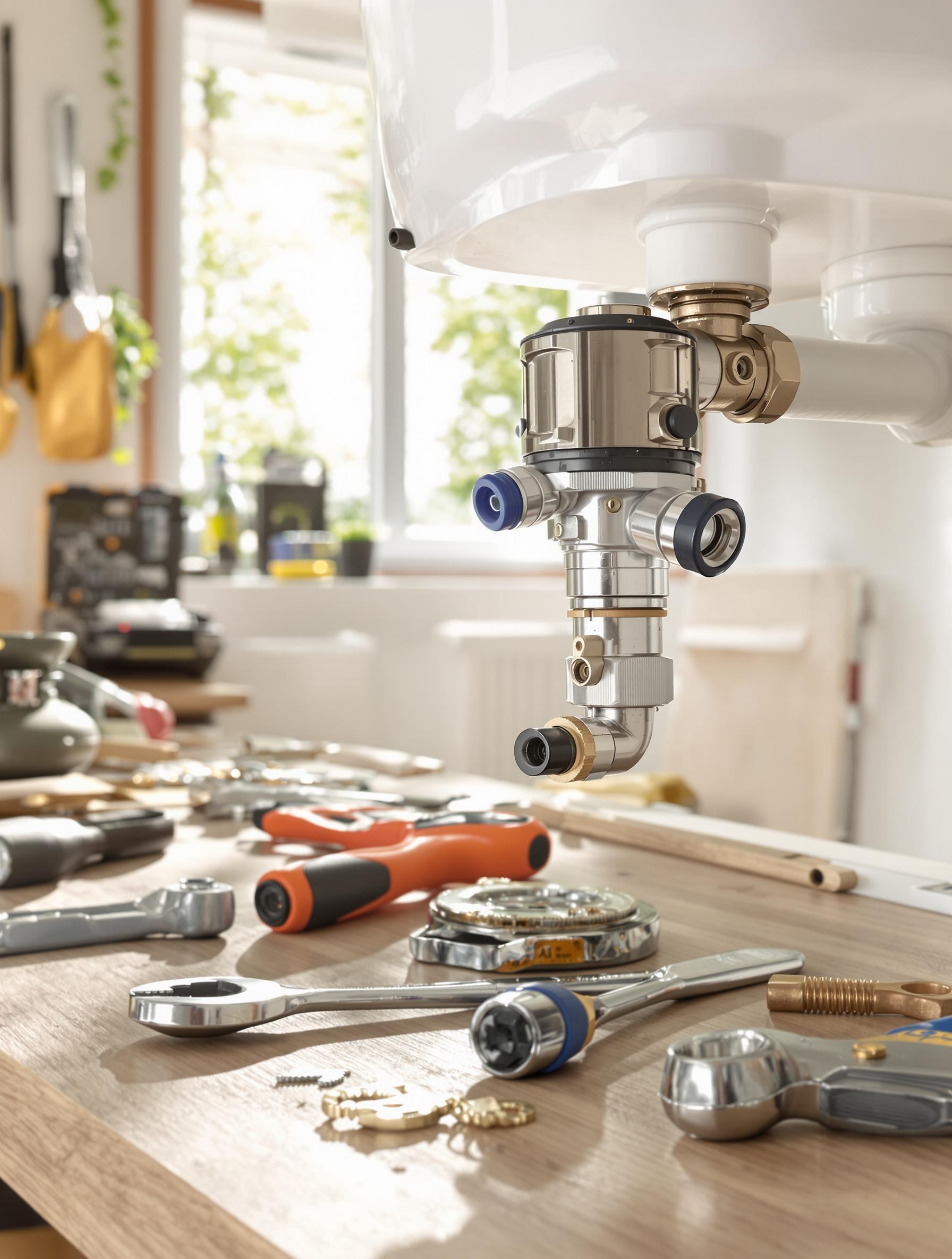 Clapet aérateur installé évier outils bricolage
