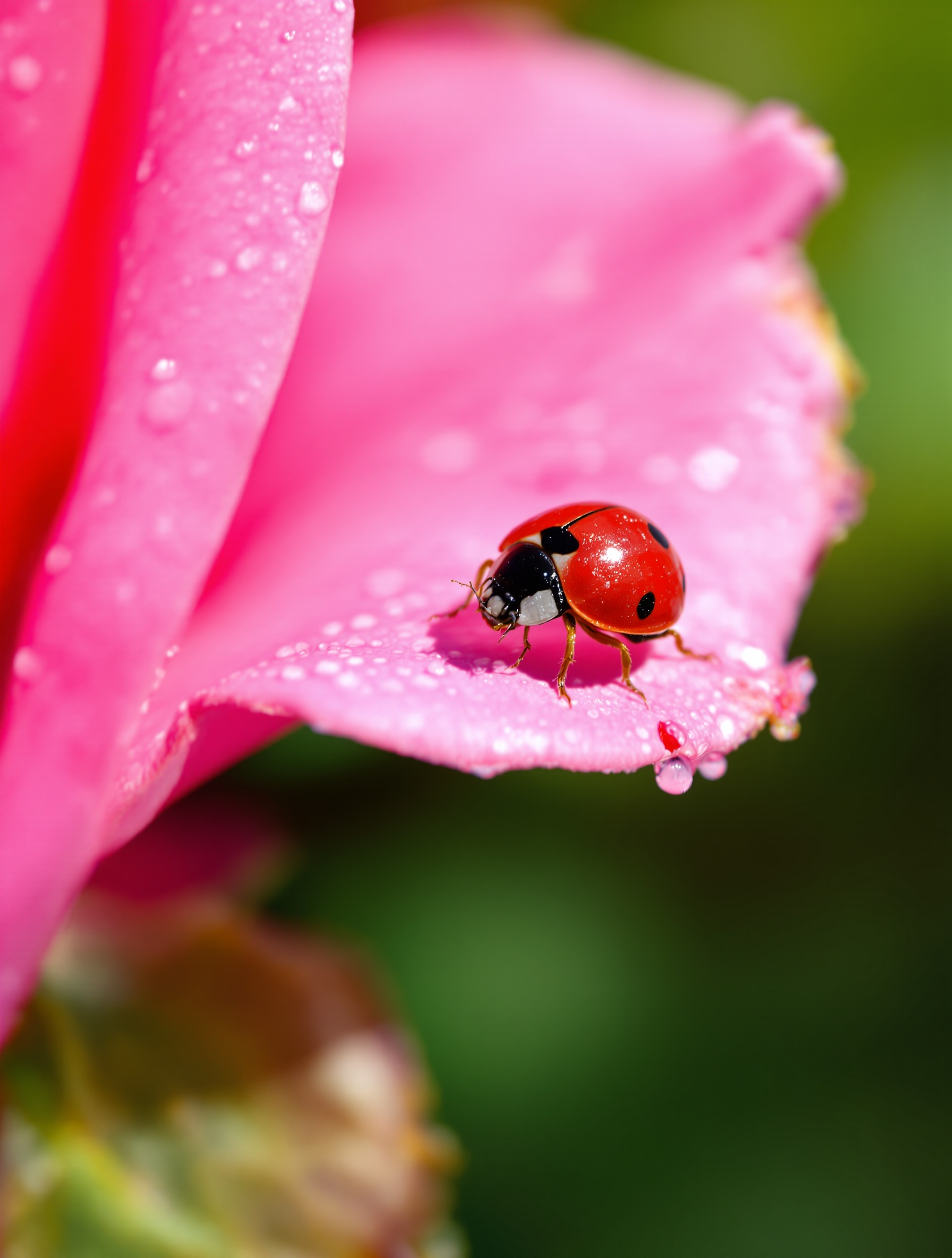 Une coccinelle sur un pétale de rose symbole nature amour