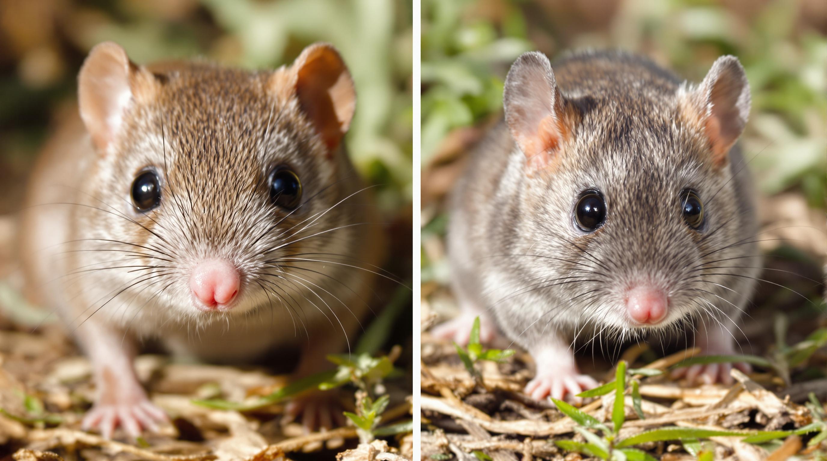 Comparaison entre le museau pointu de la musaraigne et le museau arrondi de la souris