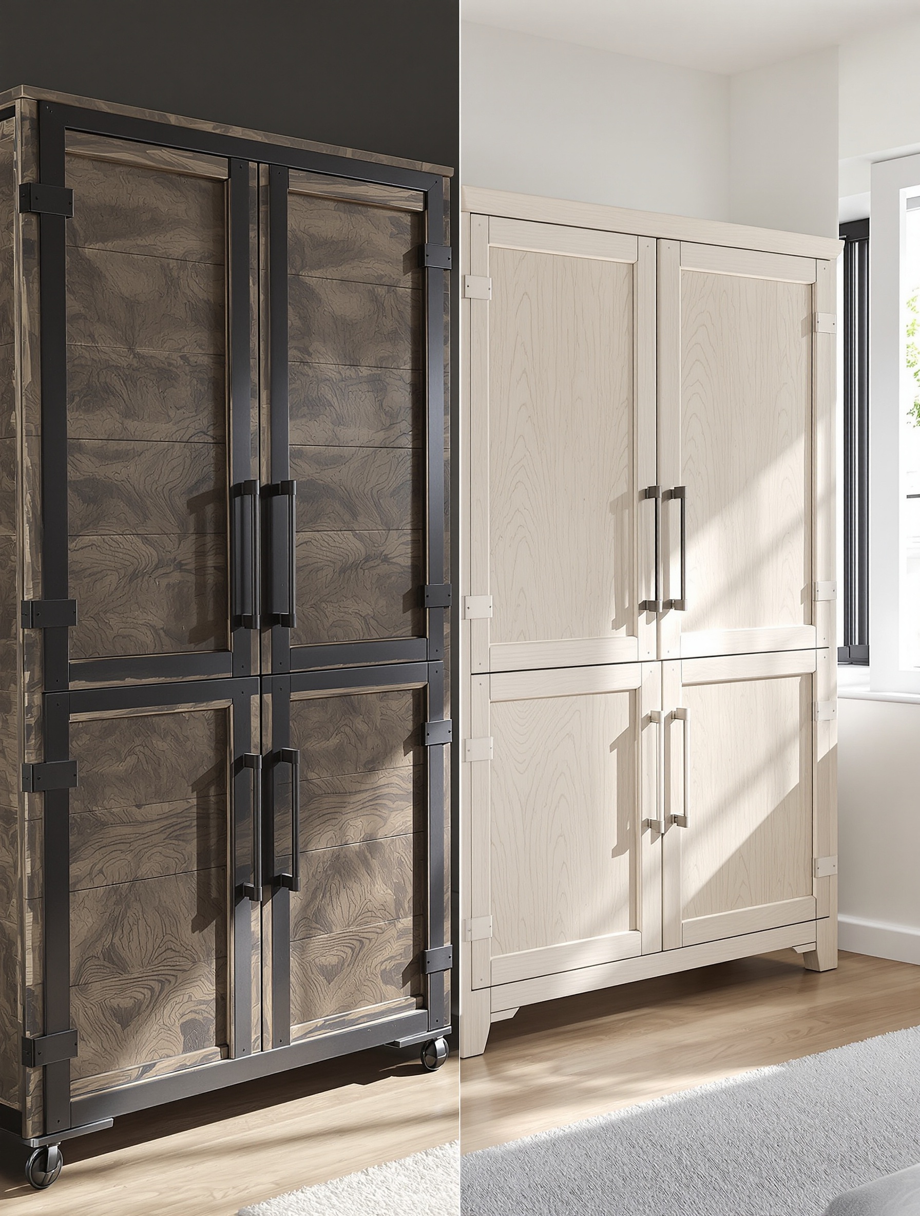 buffet industriel robuste bois métal noir vs scandinave minimaliste clair