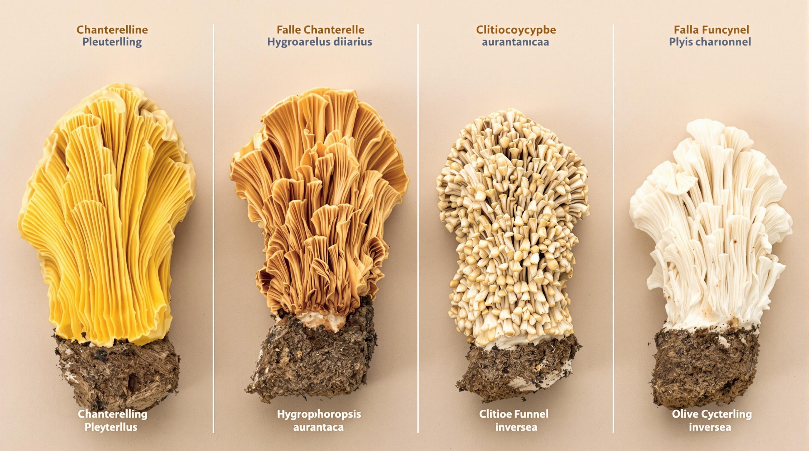 Comparaison entre Pleurote de l'olivier, Girolle et sosies toxiques.