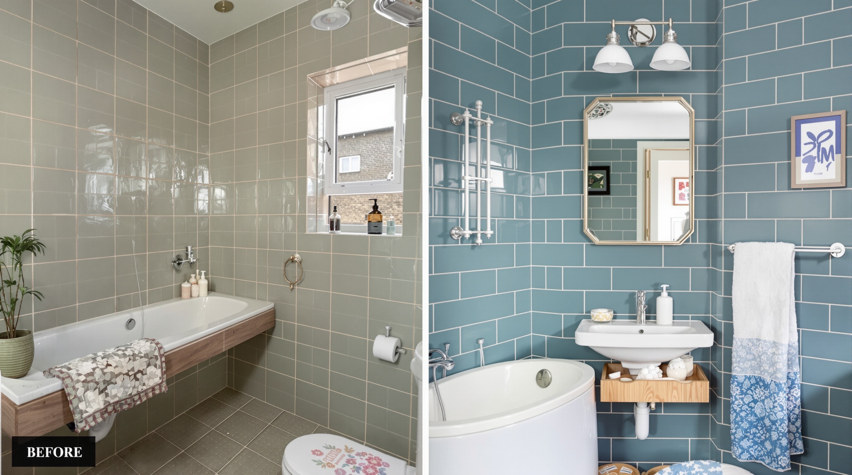 Avant/après peinture carrelage salle de bain transformation radicale