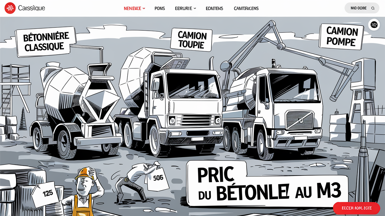 Comparatif visuel bétonnière vs toupie vs pompe