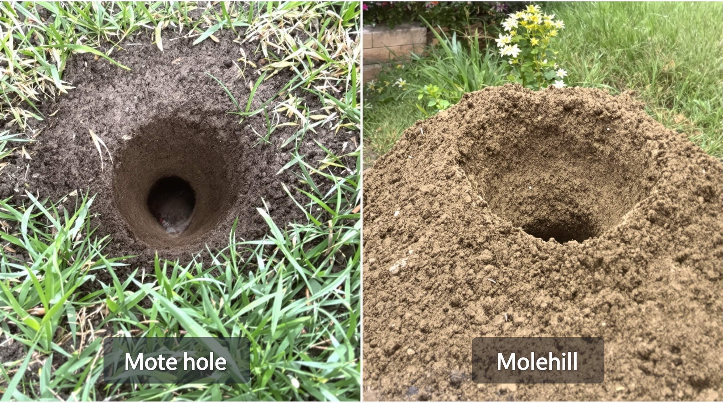 Comparaison trou de mulot vs taupinière dans un jardin