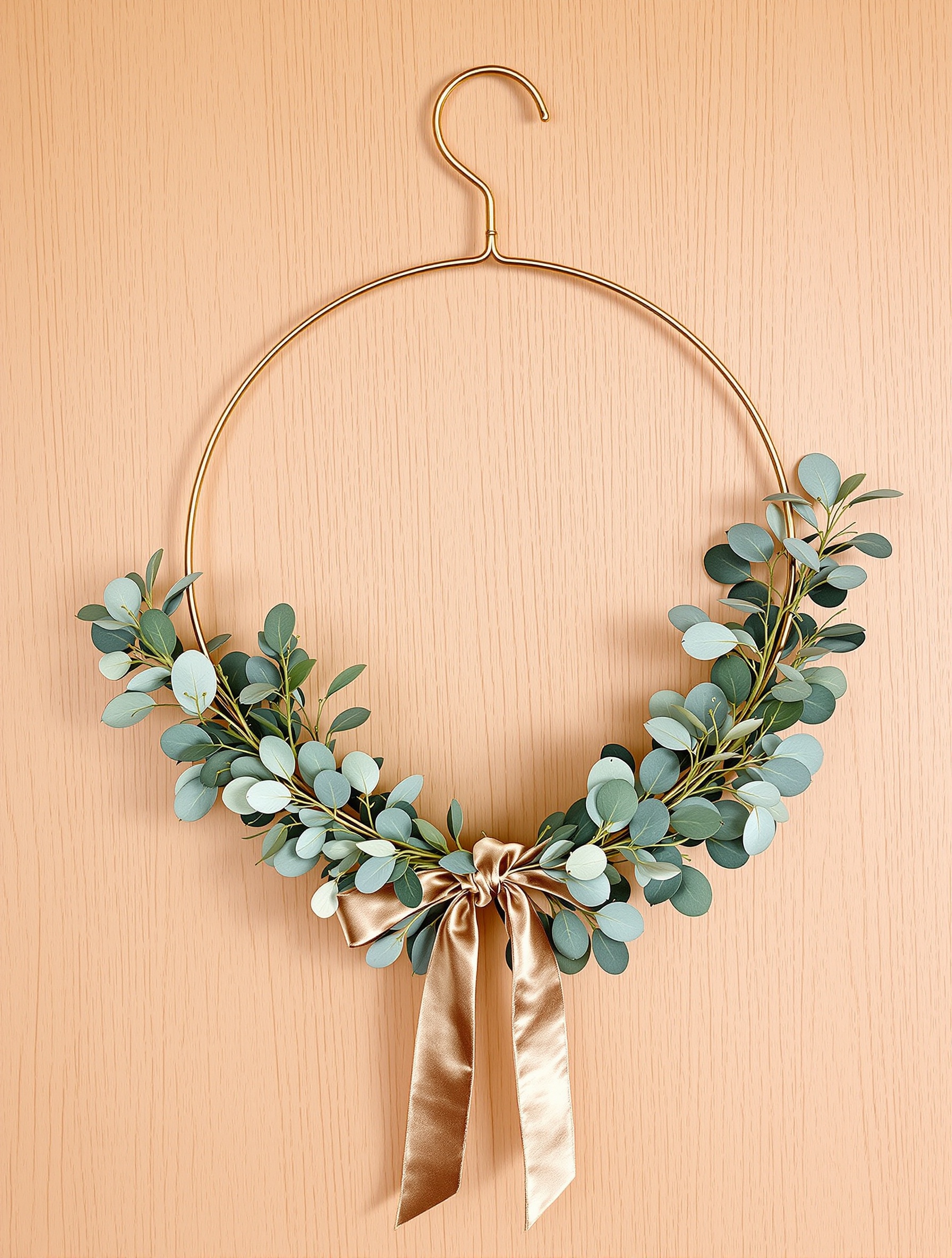 couronne avent diy cintre métal eucalyptus fil laiton minimaliste porte bois