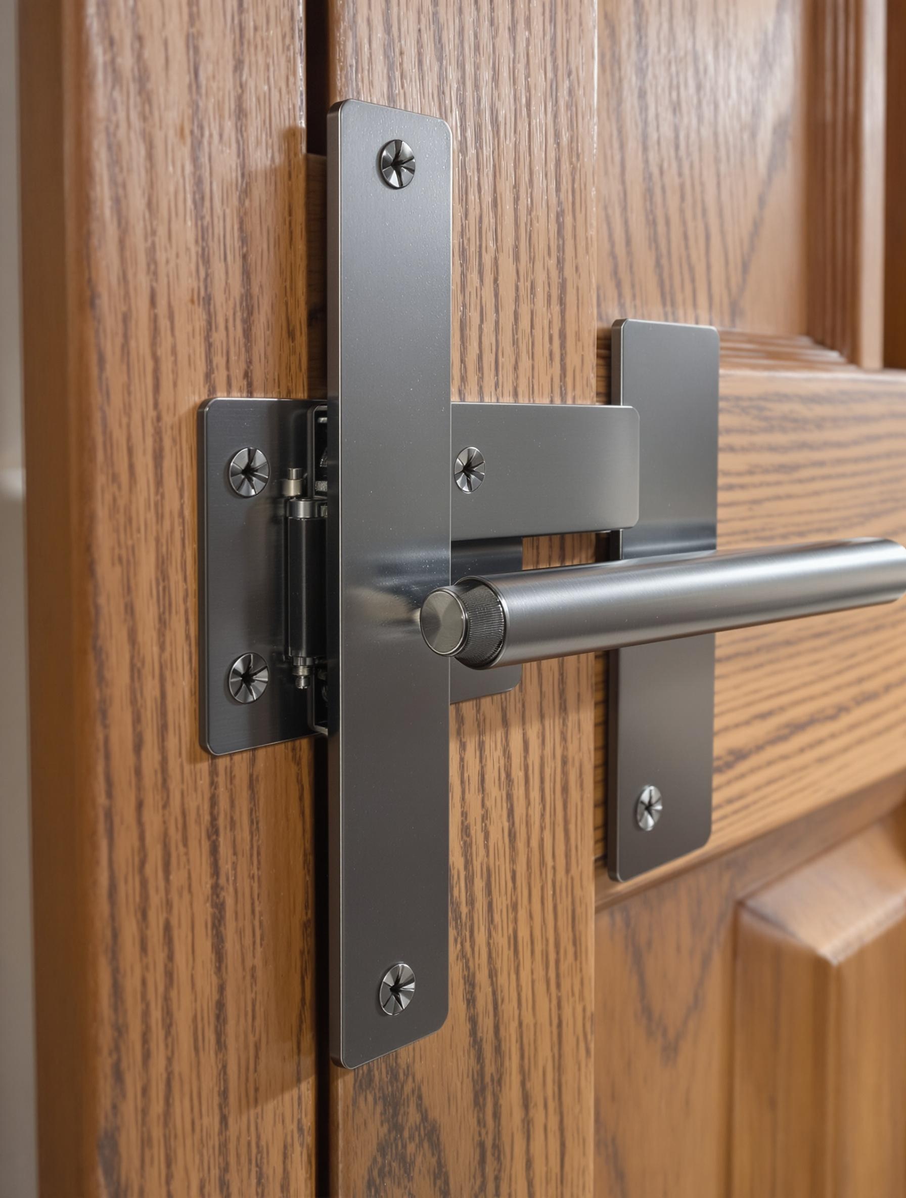 Crémone sur-mesure en acier noir sur porte-fenêtre bois