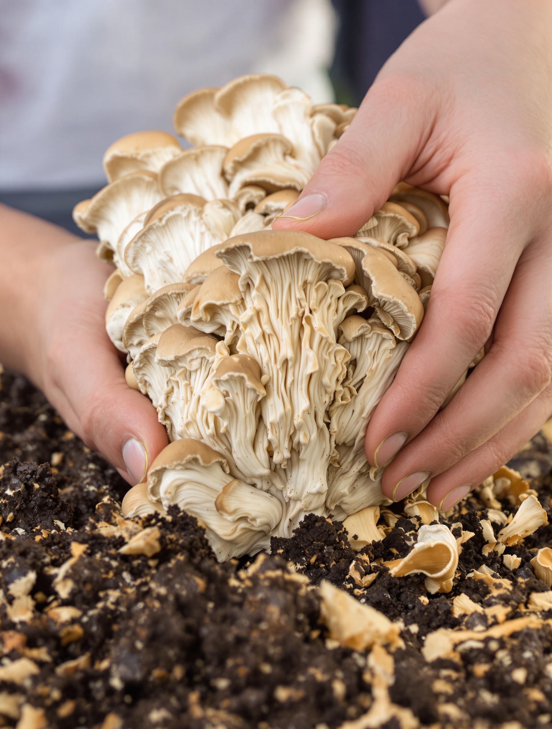 Culture biologique et extraction du polypore en ombelle.