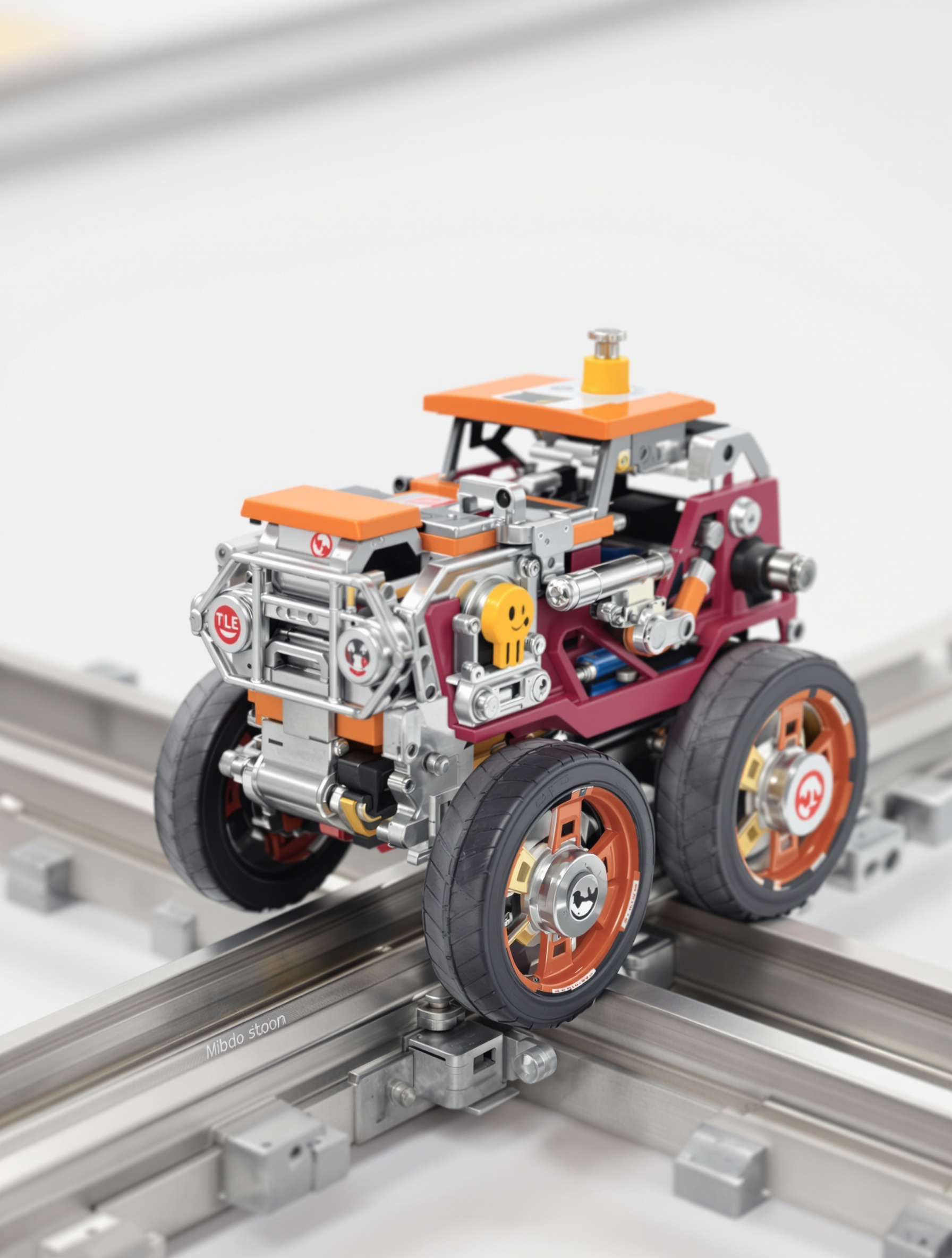 chariot sur rails monte-tuiles humour petit train roulettes