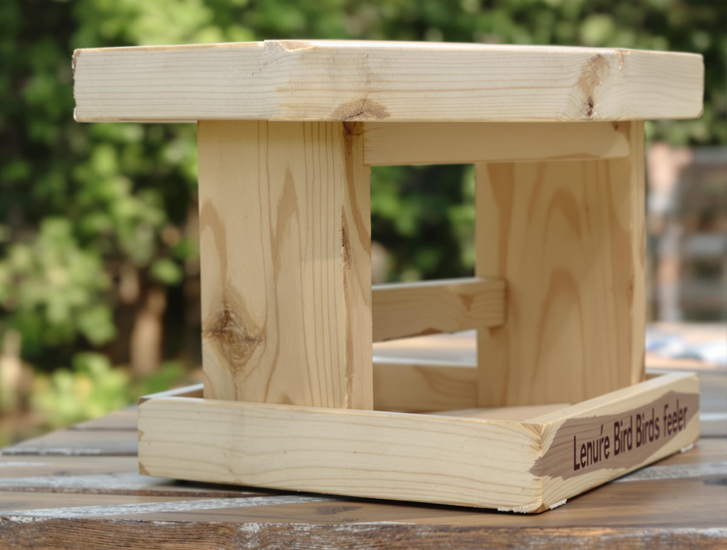 Mangeoire pour oiseaux en bois recyclé avec toit plat