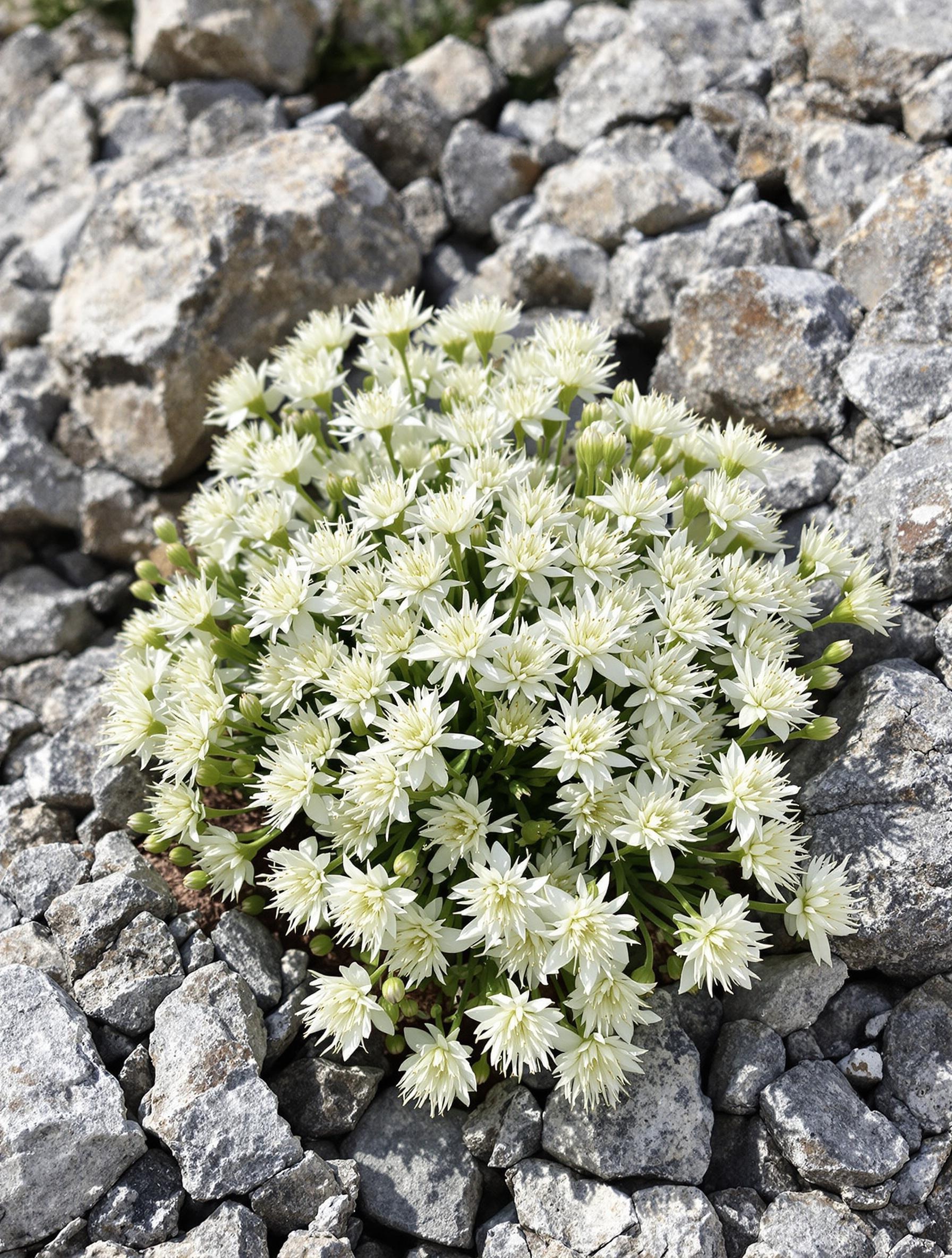 Edelweiss, Leontopodium alpinum sur rocaille vive