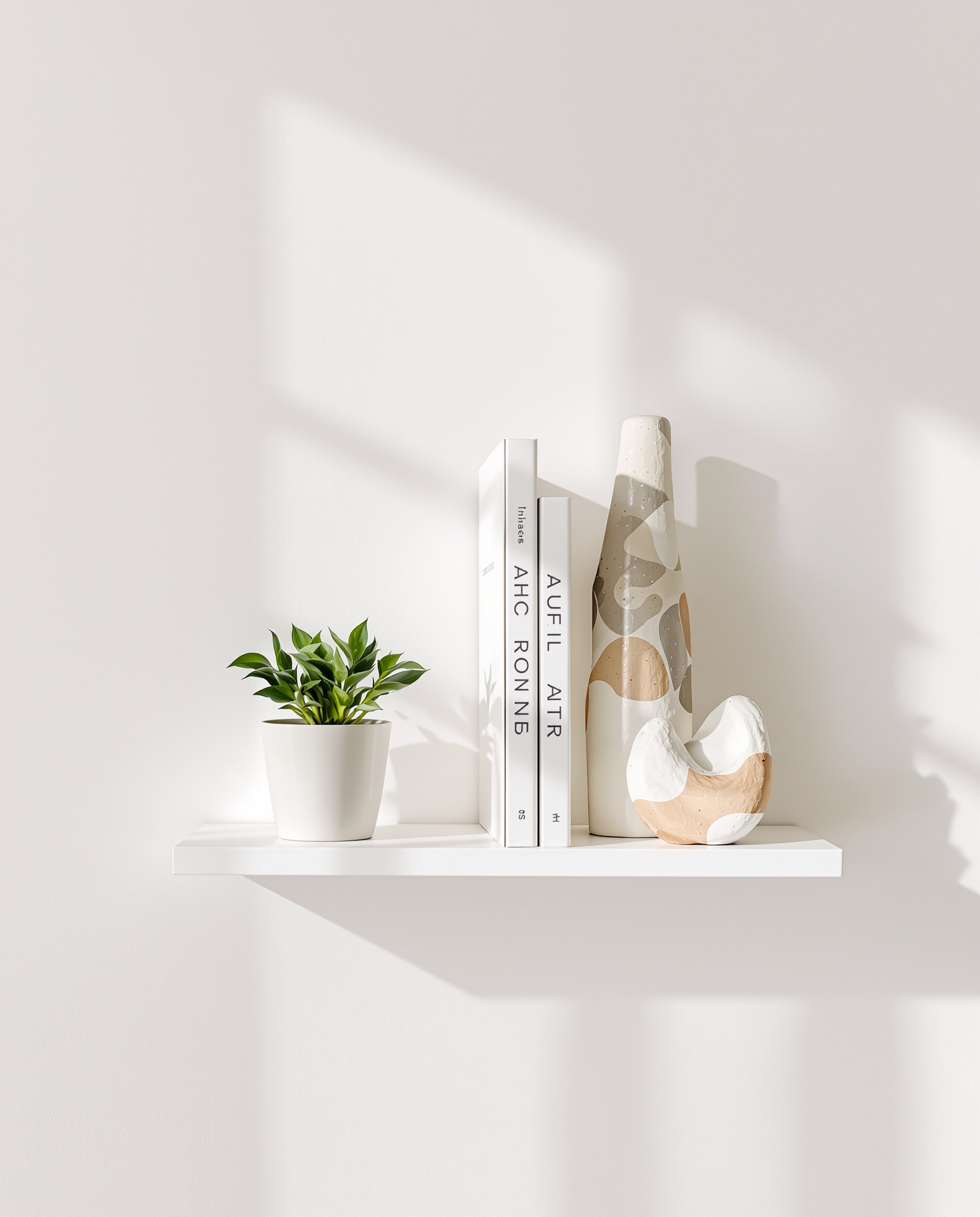 étagère murale moderne trio déco plante livre objet art harmonieux