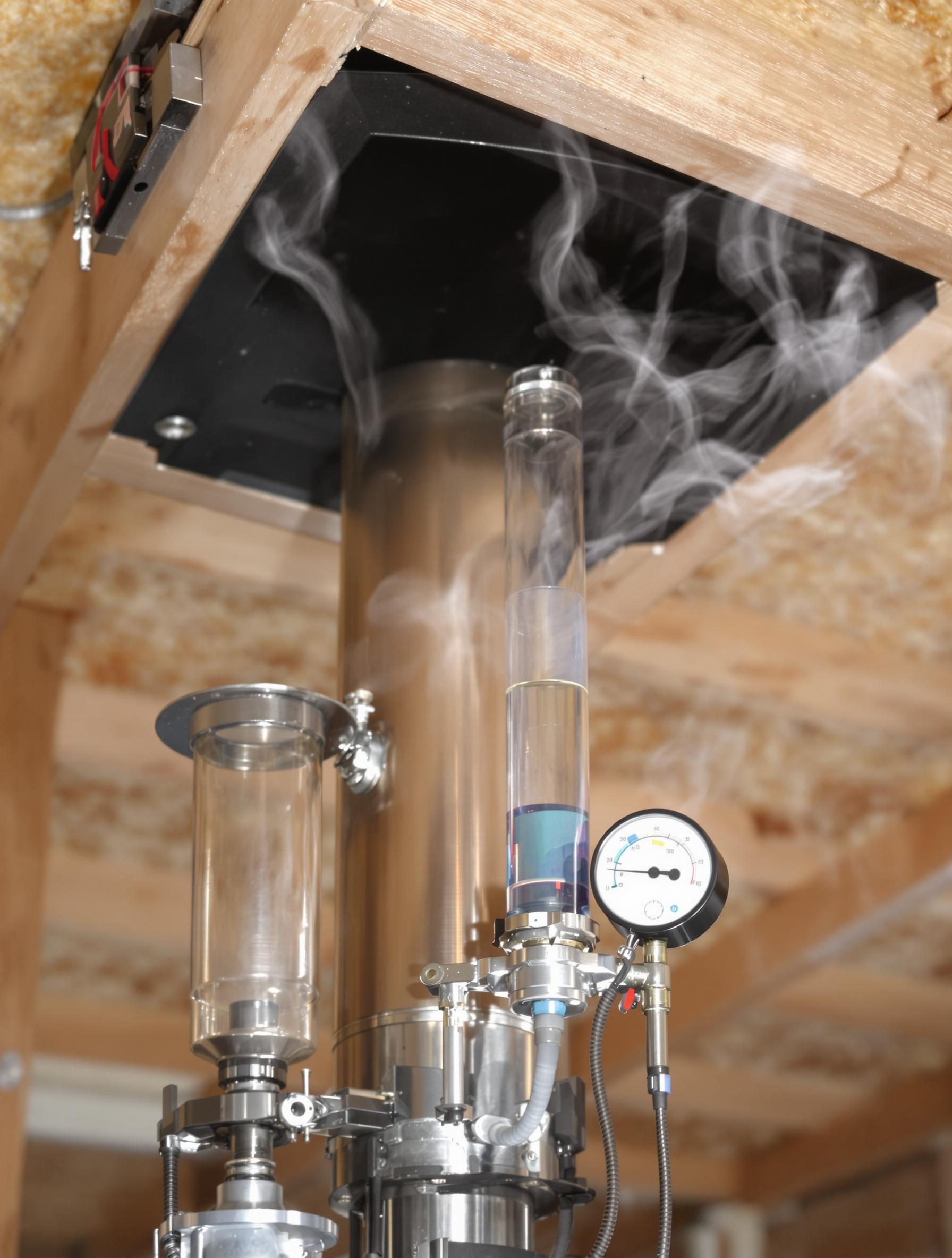 Test étanchéité tirage conduit poêle bois fumigène manomètre