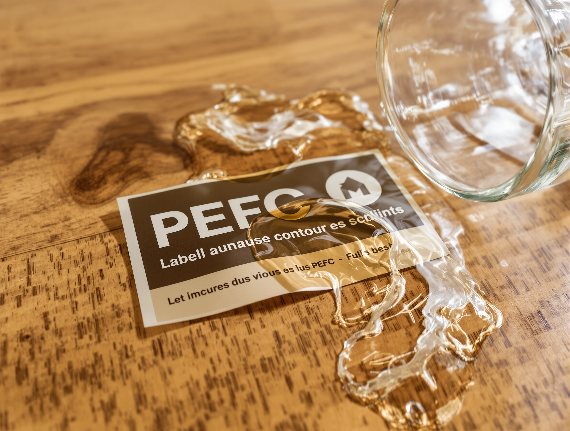 Zoom sur un label PEFC et un bois déformé