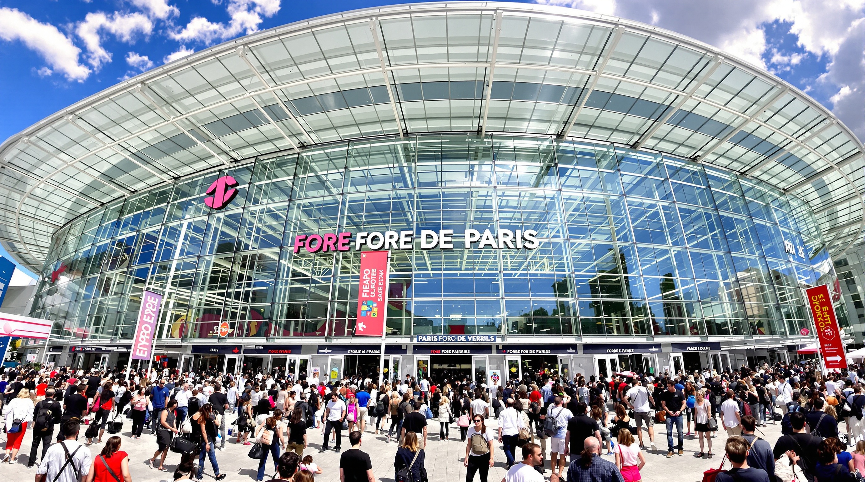 Façade animée de Paris Expo Porte de Versailles pendant la Foire de Paris