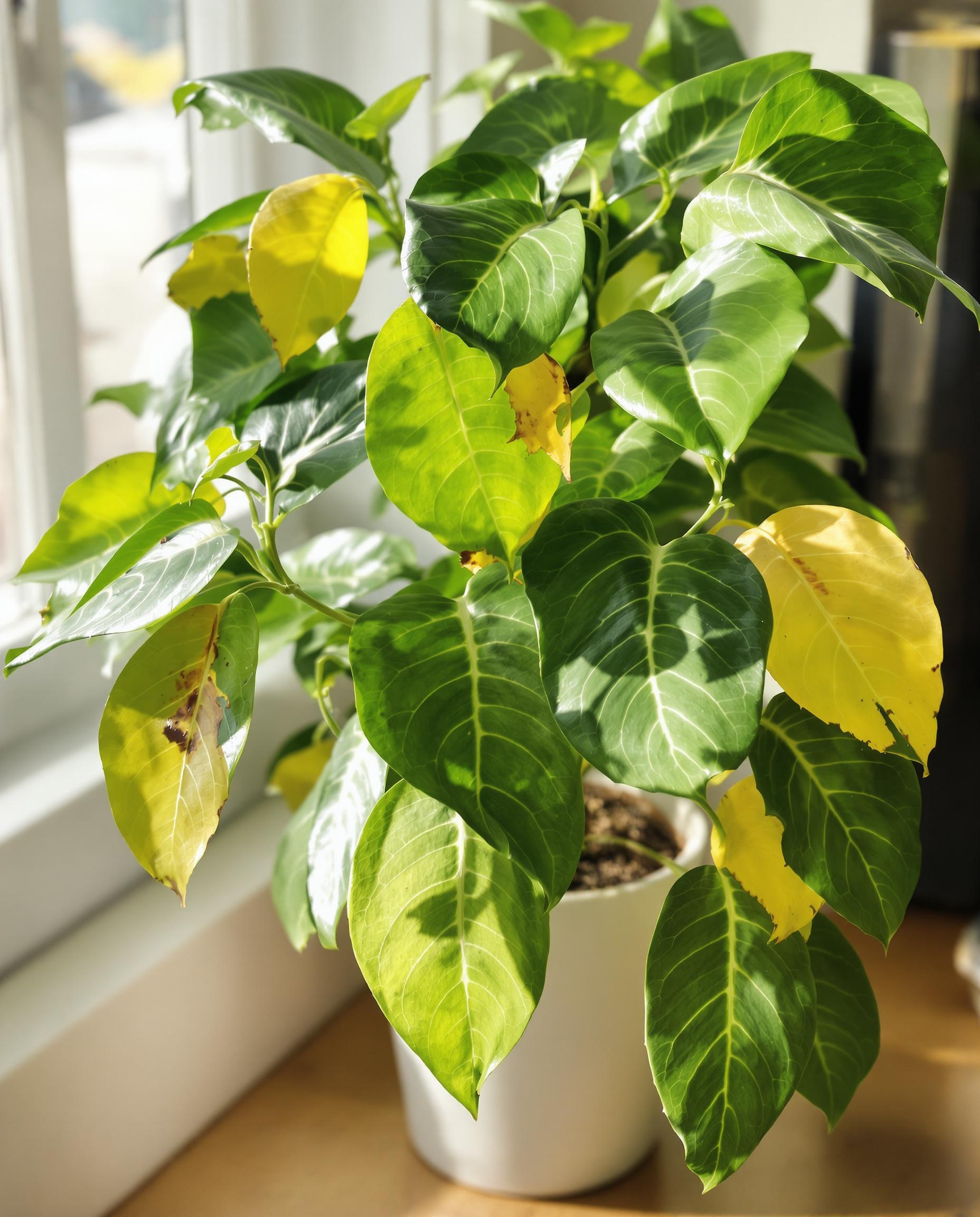 Ficus avec feuilles jaunes tombantes