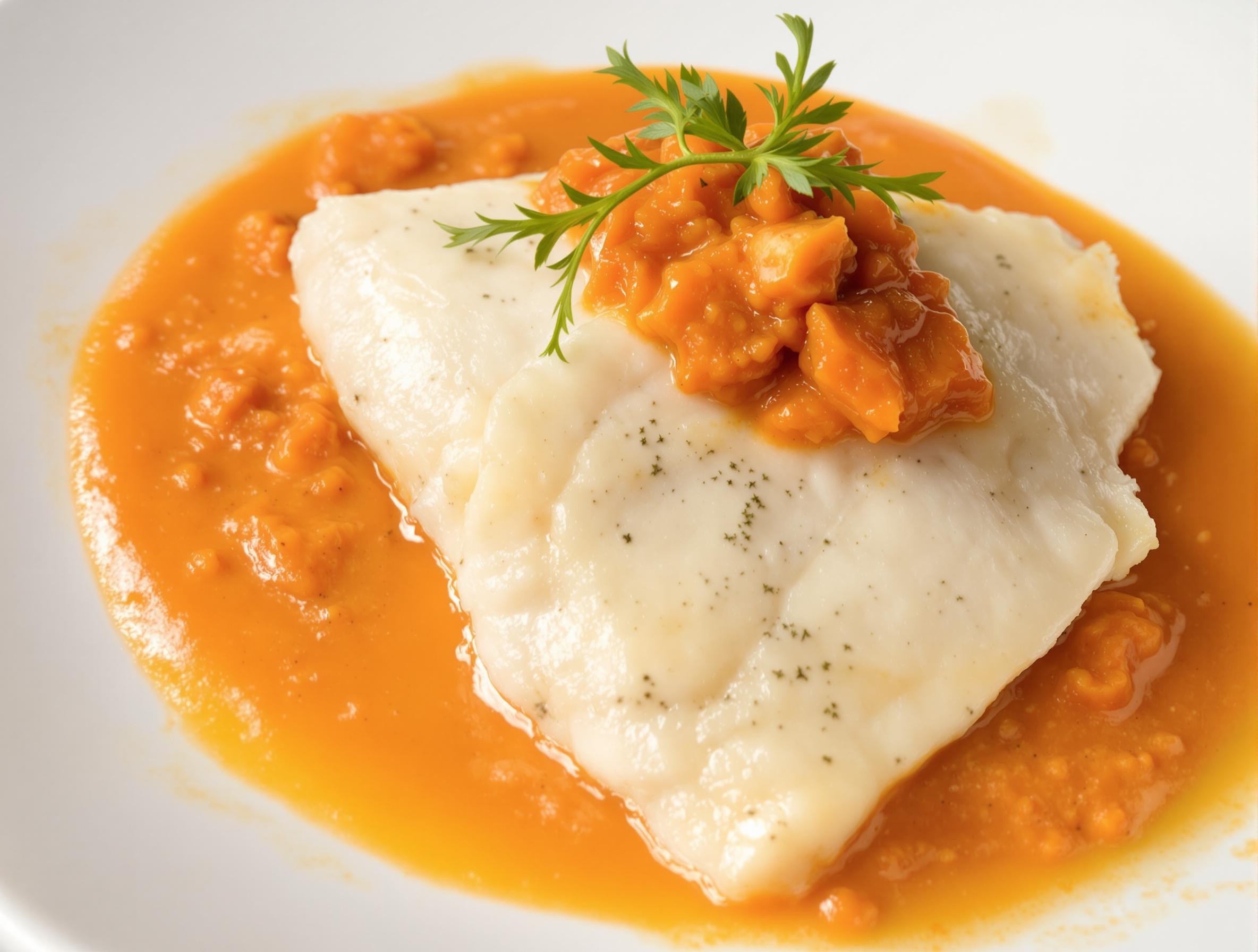 Filets de merlan à la crème de poivrons