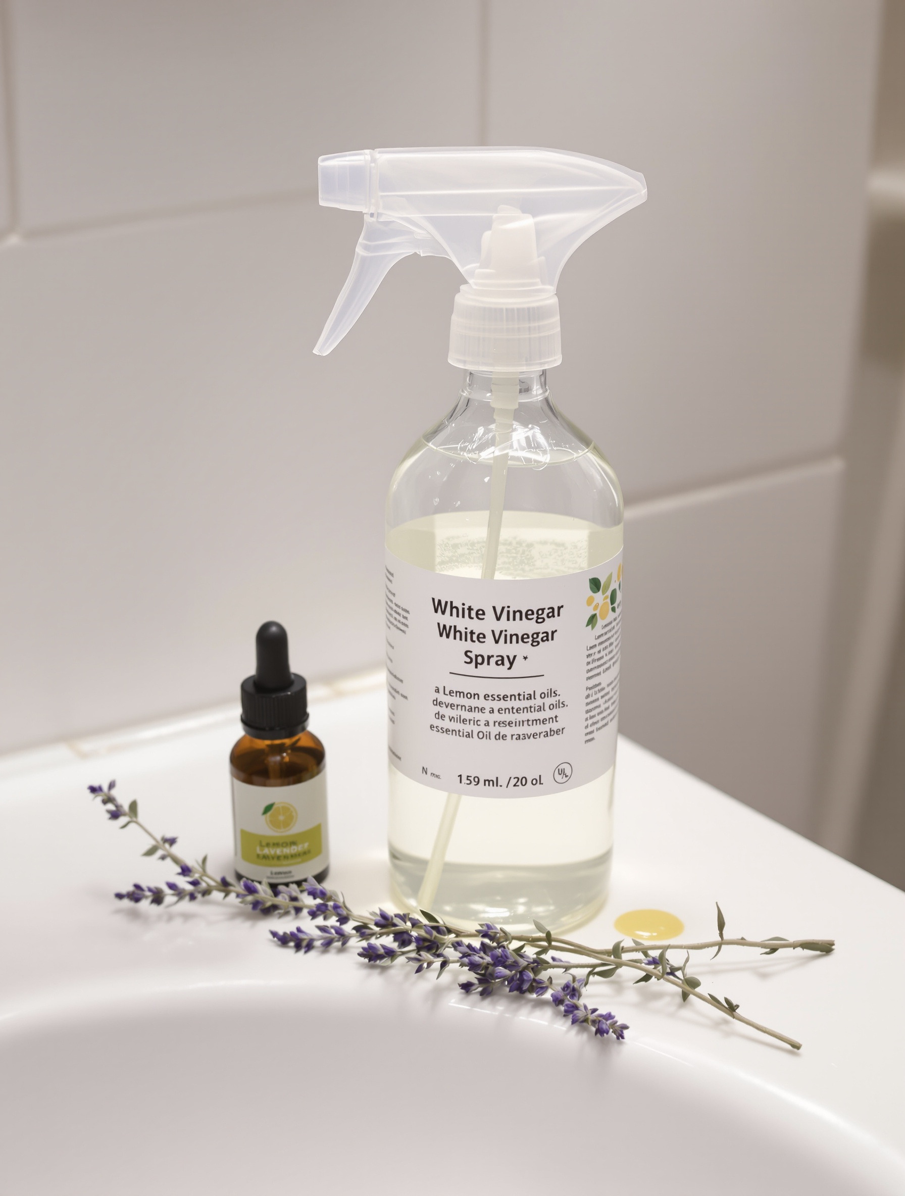 Spray maison au vinaigre blanc et huiles essentielles pour toilettes
