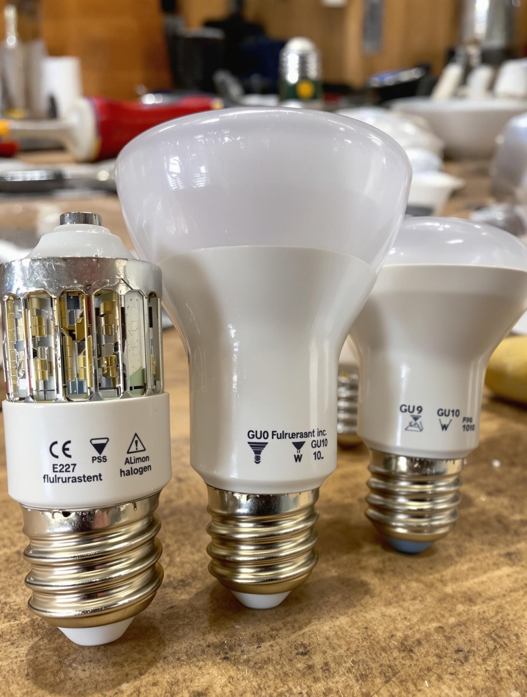 Culots d’ampoules avec symboles et puissances