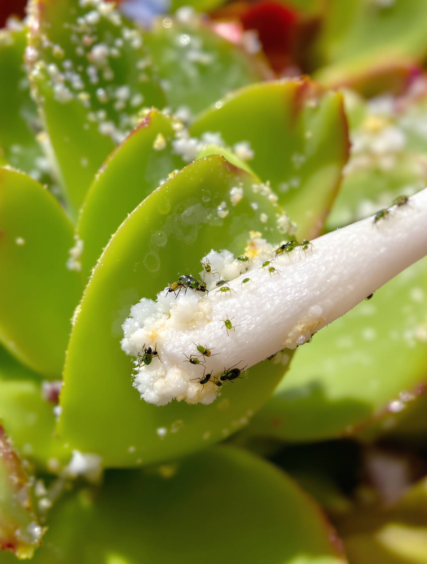 Kalanchoe cochenille coton-tige alcool