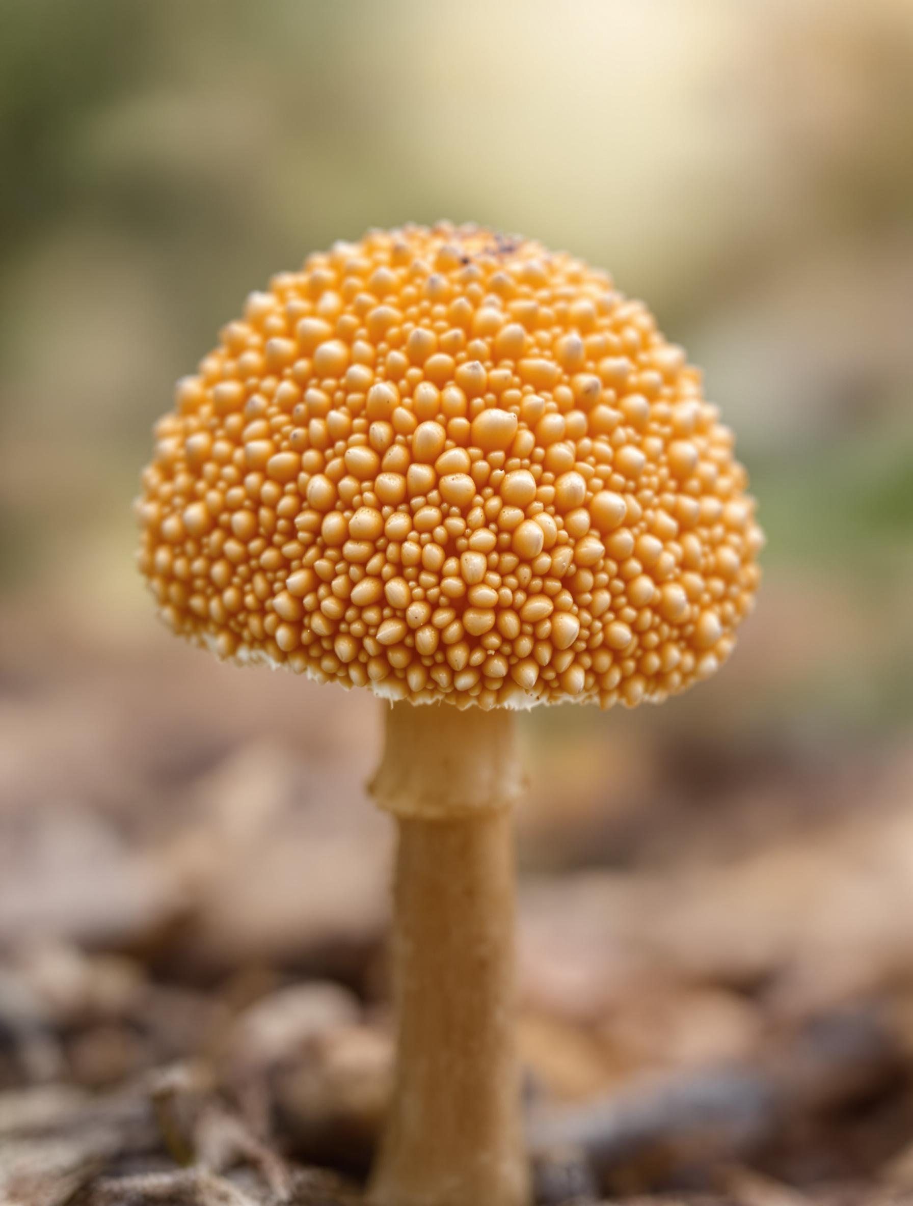 Chapeau d'un Pleurote de l'olivier, orange vif et bosselé.