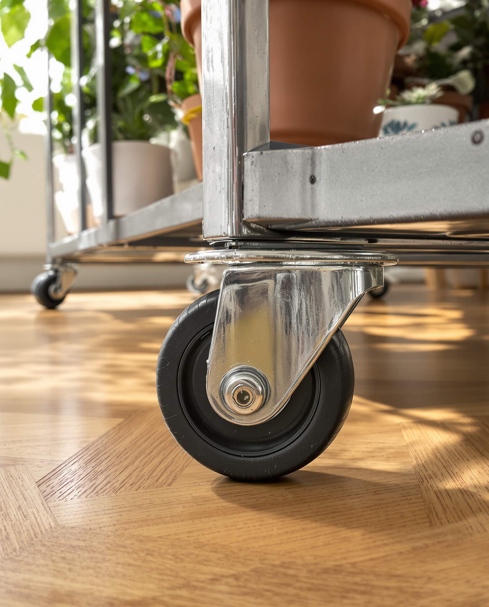 roulette étagère plantes gros plan urbain