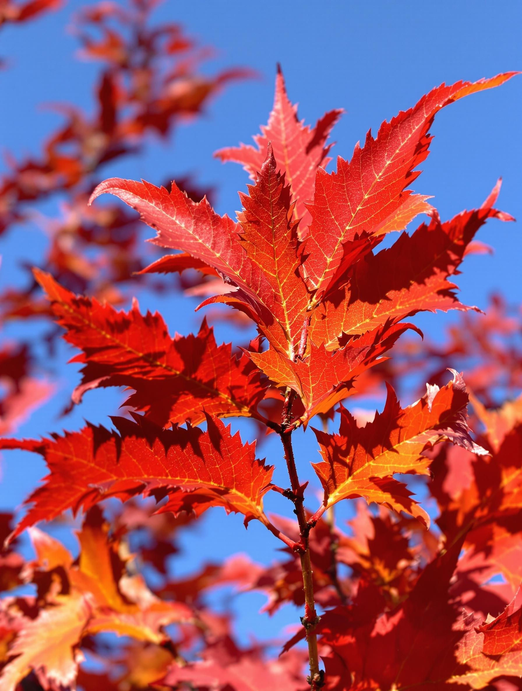 Feuillage rouge vif du Sumac de Virginie en automne