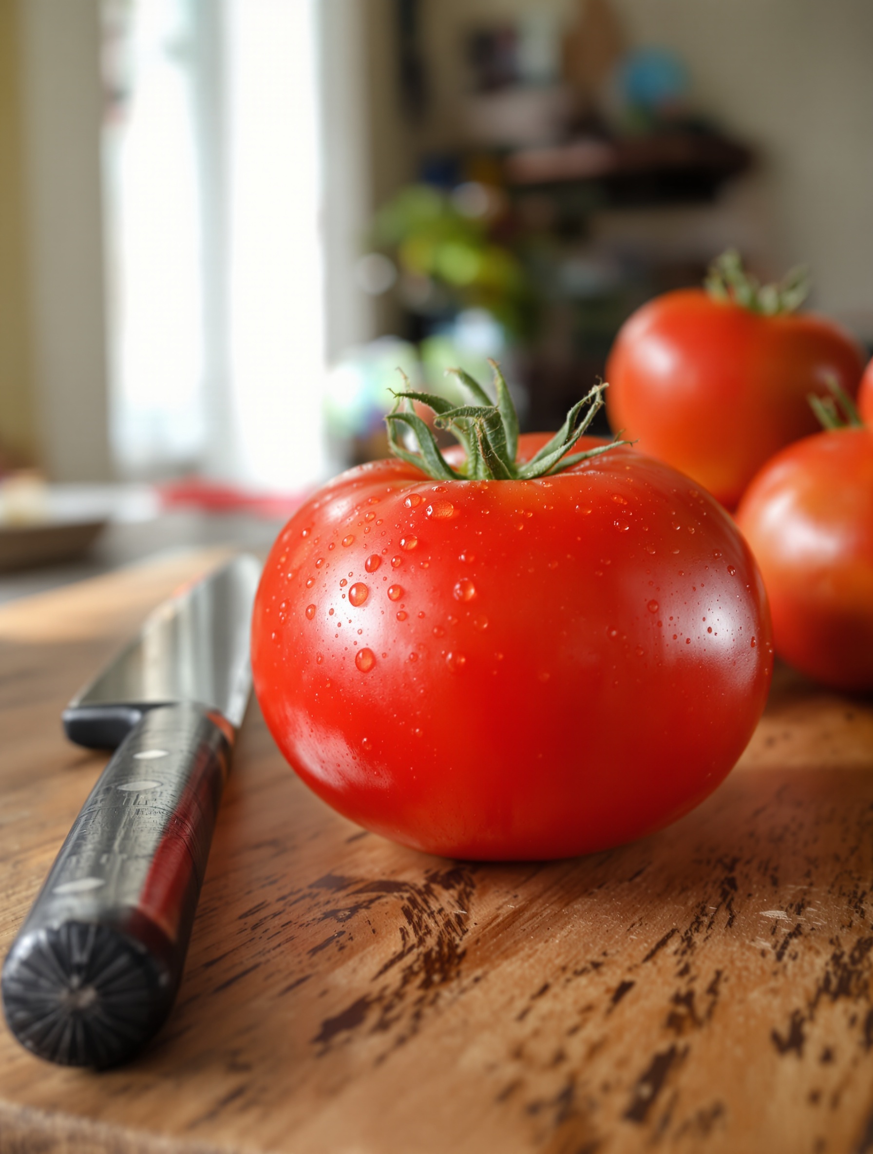 Tomate Maestria F1 mûre prête à être dégustée en cuisine.
