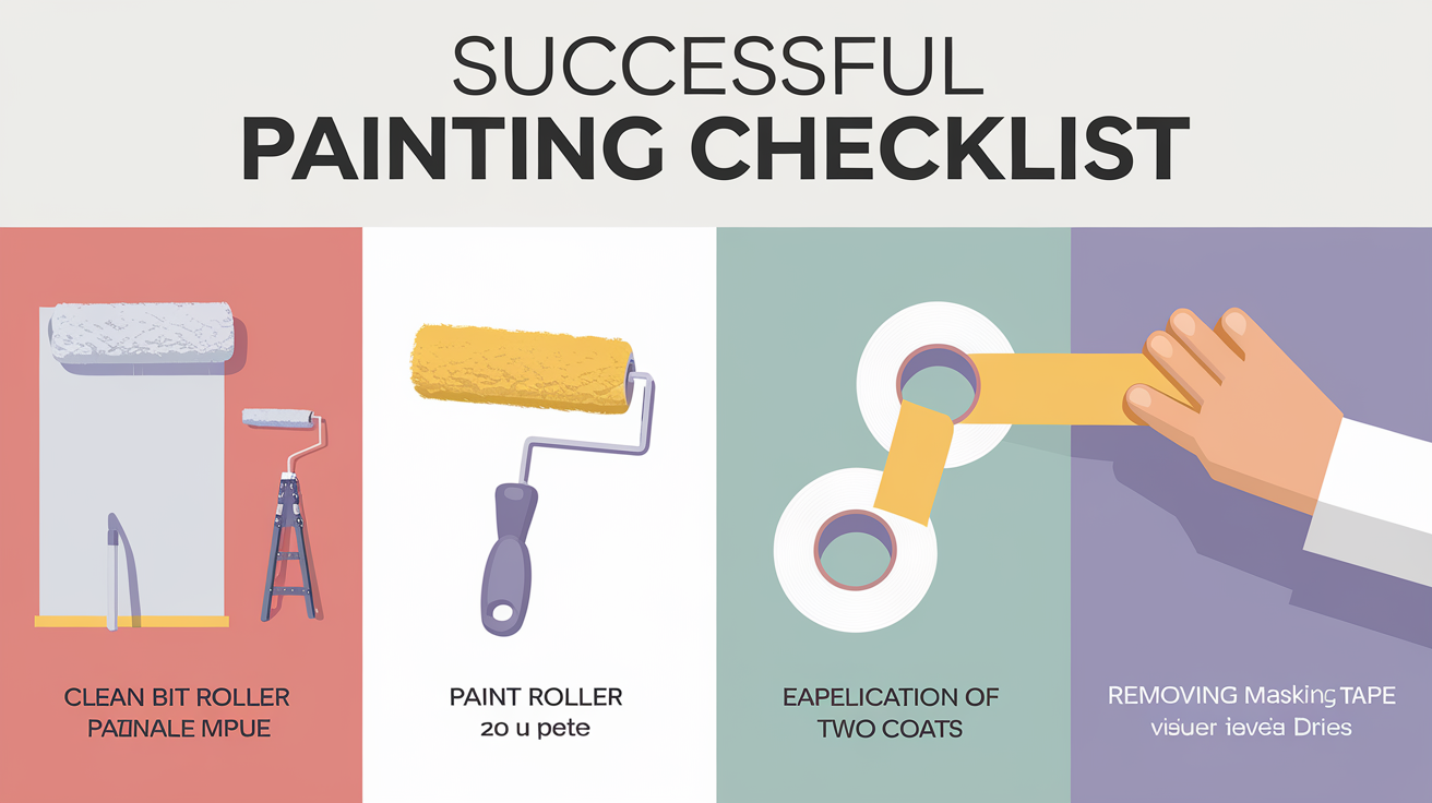 checklist peinture murale réussie humour icônes