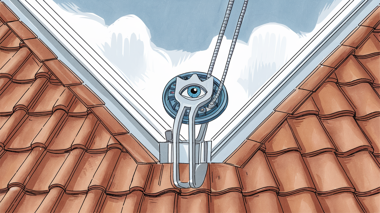 poulie tête monte-tuiles oeil guide cable sommet échelle humour